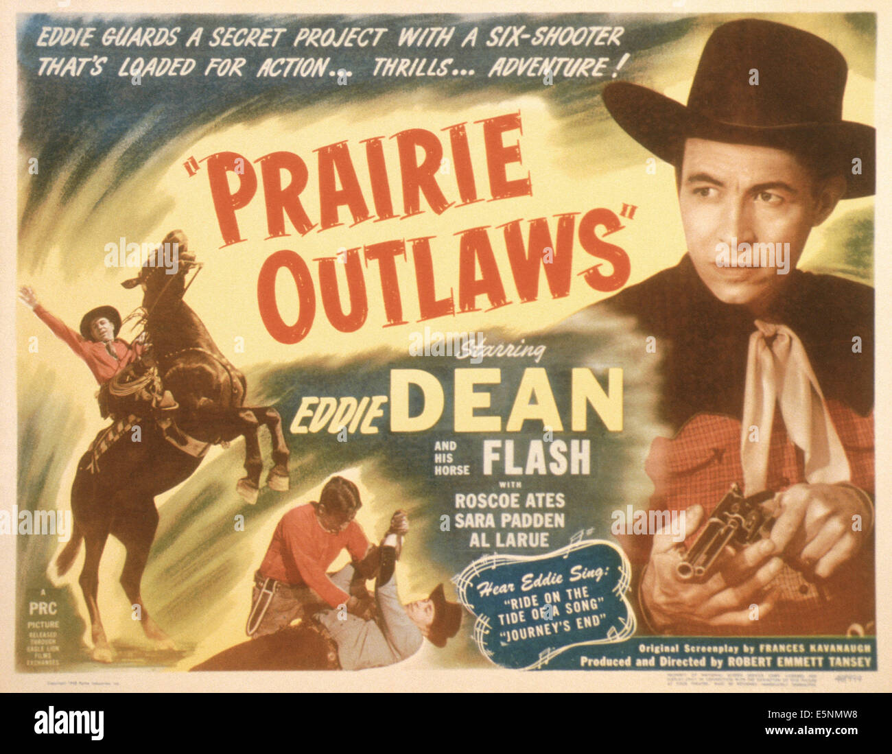 PRAIRIE OUTLAWS, (aka WILD WEST), US poster, Eddie Dean, 1946 Stock Photo