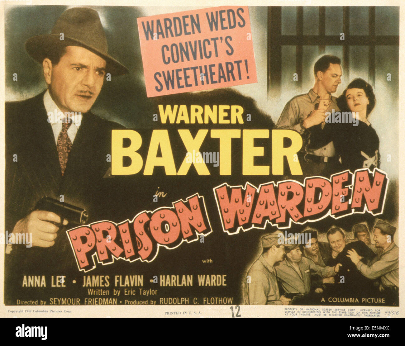 PRISON WARDEN, US poster, from left: Warner Baxter, Harlan Warde, Anna Lee, 1949 Stock Photo