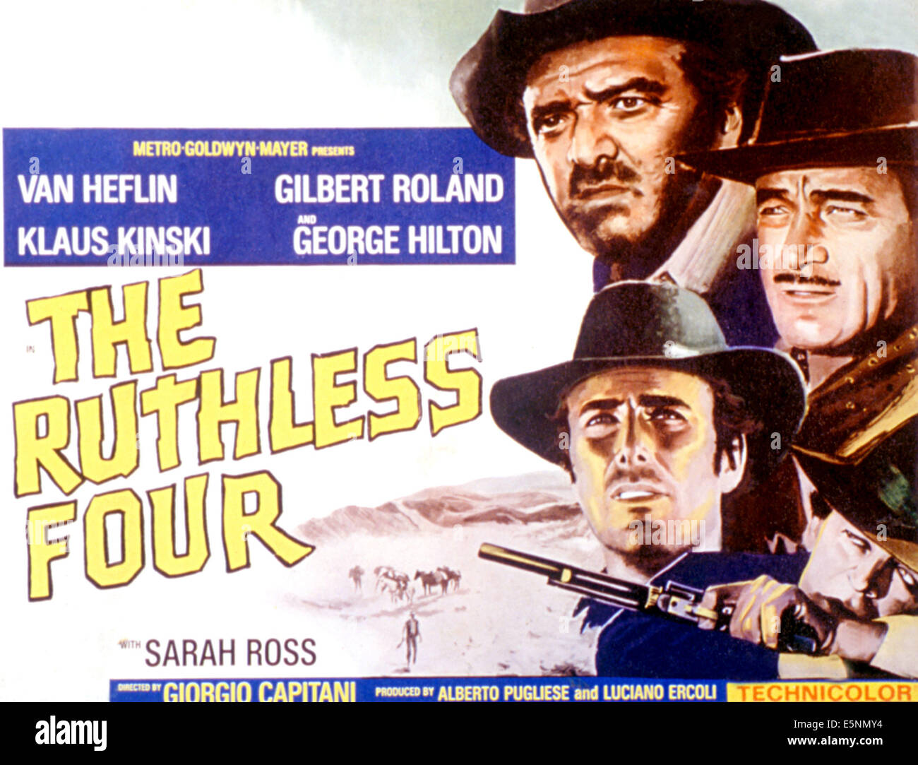 THE RUTHLESS FOUR, Van Heflin, Gilbert Roland, George Hilton, Klaus Kinski, 1968 Stock Photo