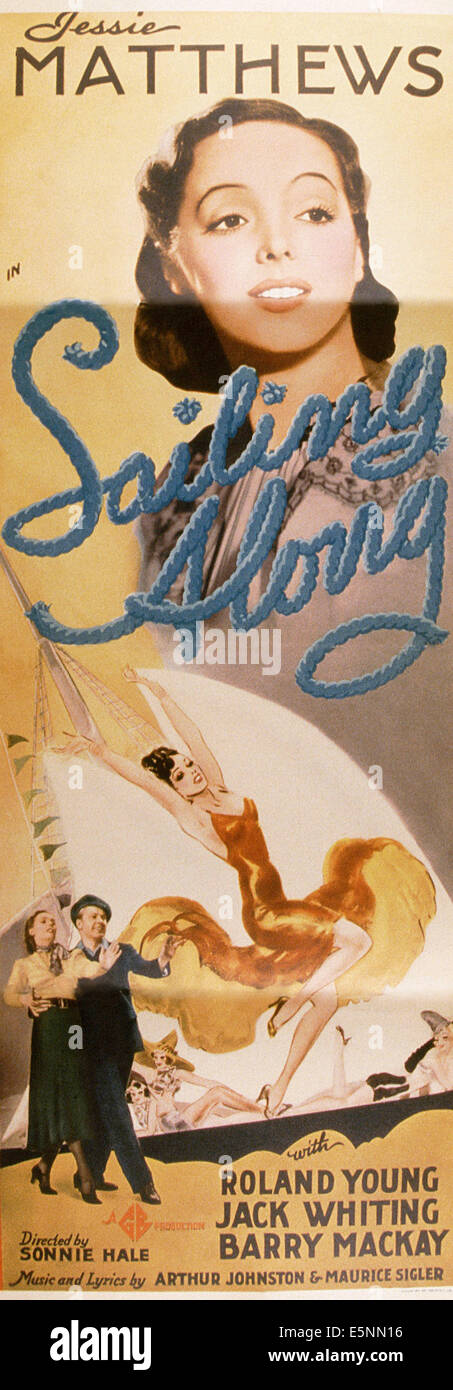 SAILING ALONG, British poster, Jessie Matthews (top), bottom from left: Jessie Matthews, Jack Whiting, 1938 Stock Photo