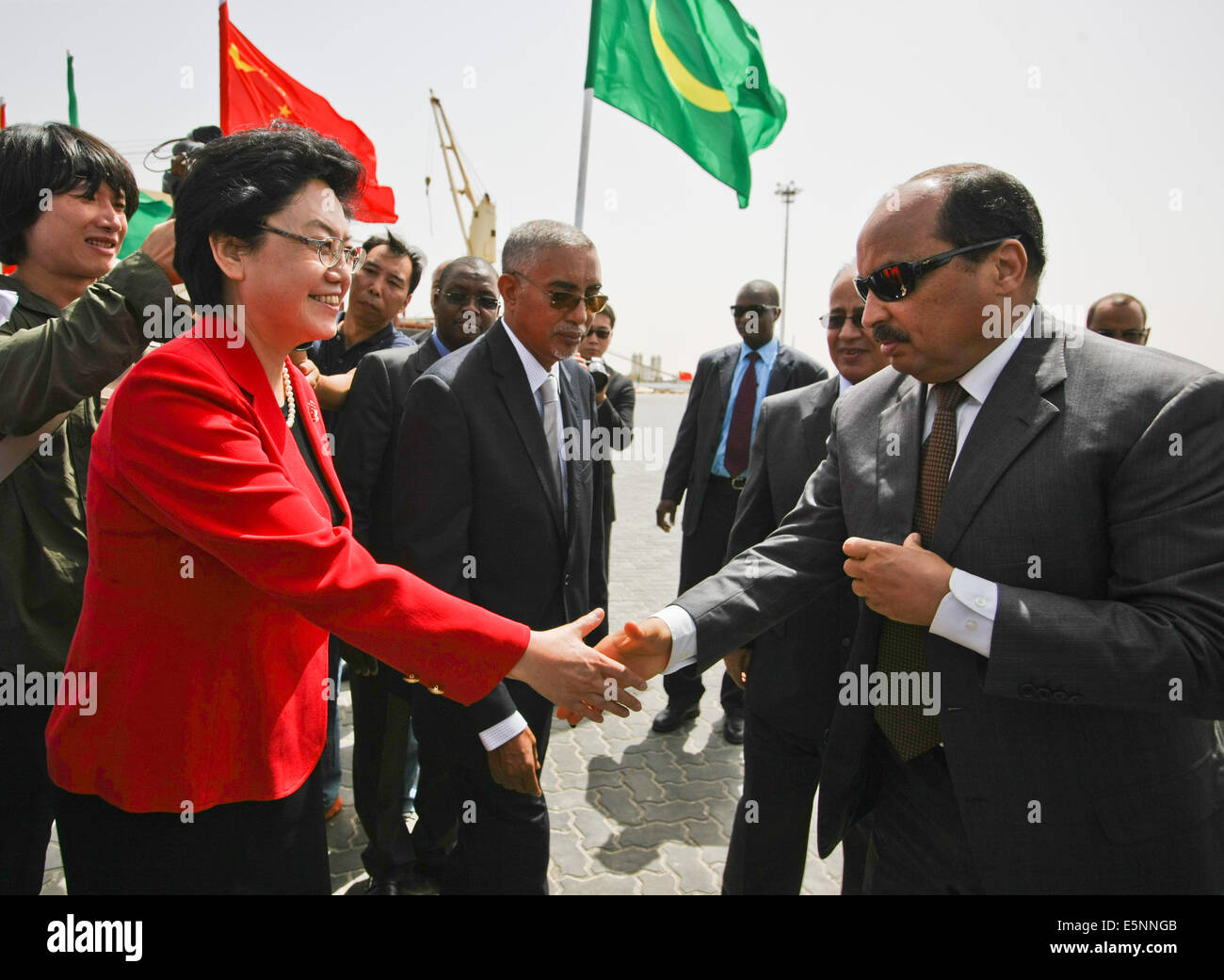 Nouakchott, Mauritania. 4th Aug, 2014. Li Bin (L, front), Chinese