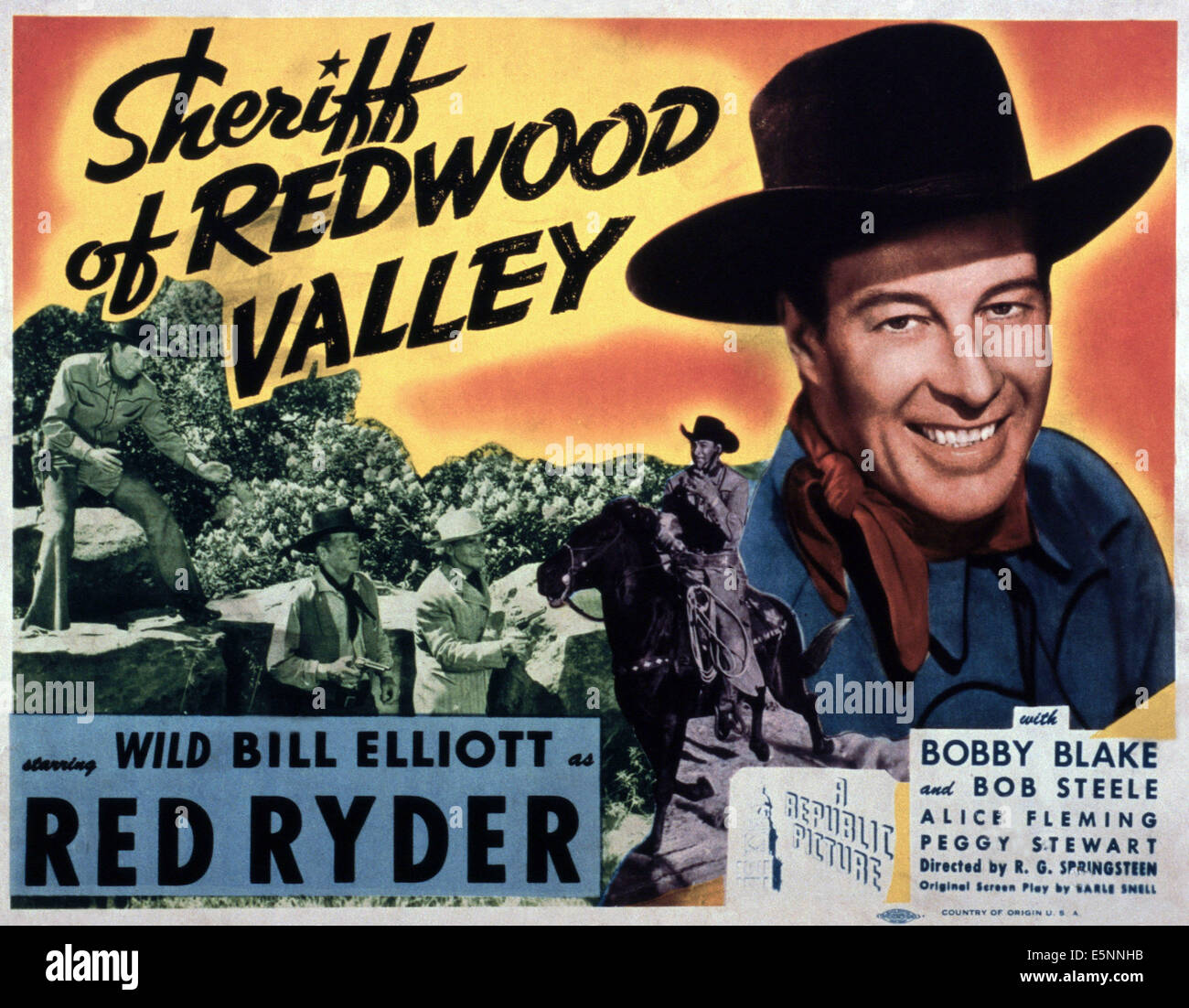 SHERIFF OF REDWOOD VALLEY, US poster, Bill Elliott (right), 1946 Stock Photo