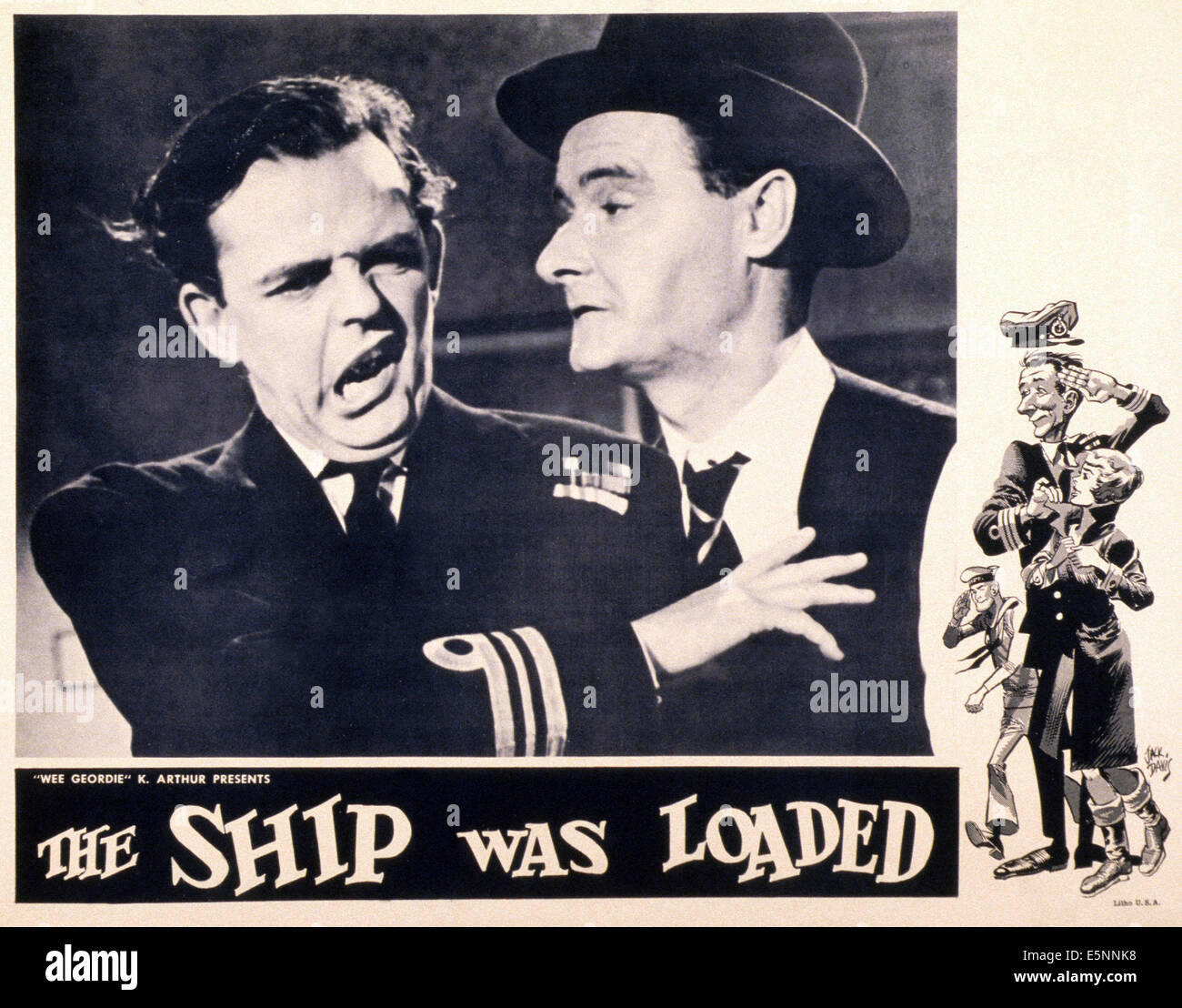 THE SHIP WAS LOADES, (aka CARRY ON ADMIRAL), US lobbycard, from left: David Tomlinson, Desmond Walter-Ellis, 1957 Stock Photo