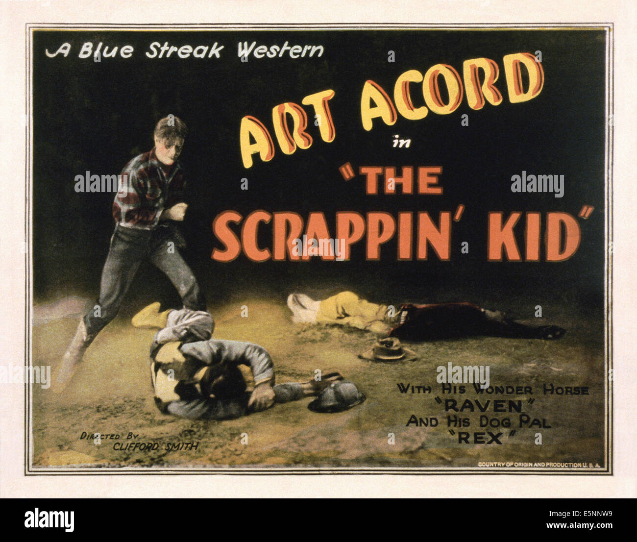 THE SCRAPPIN' KID, US lobbycard, Art Acord (left), 1926 Stock Photo