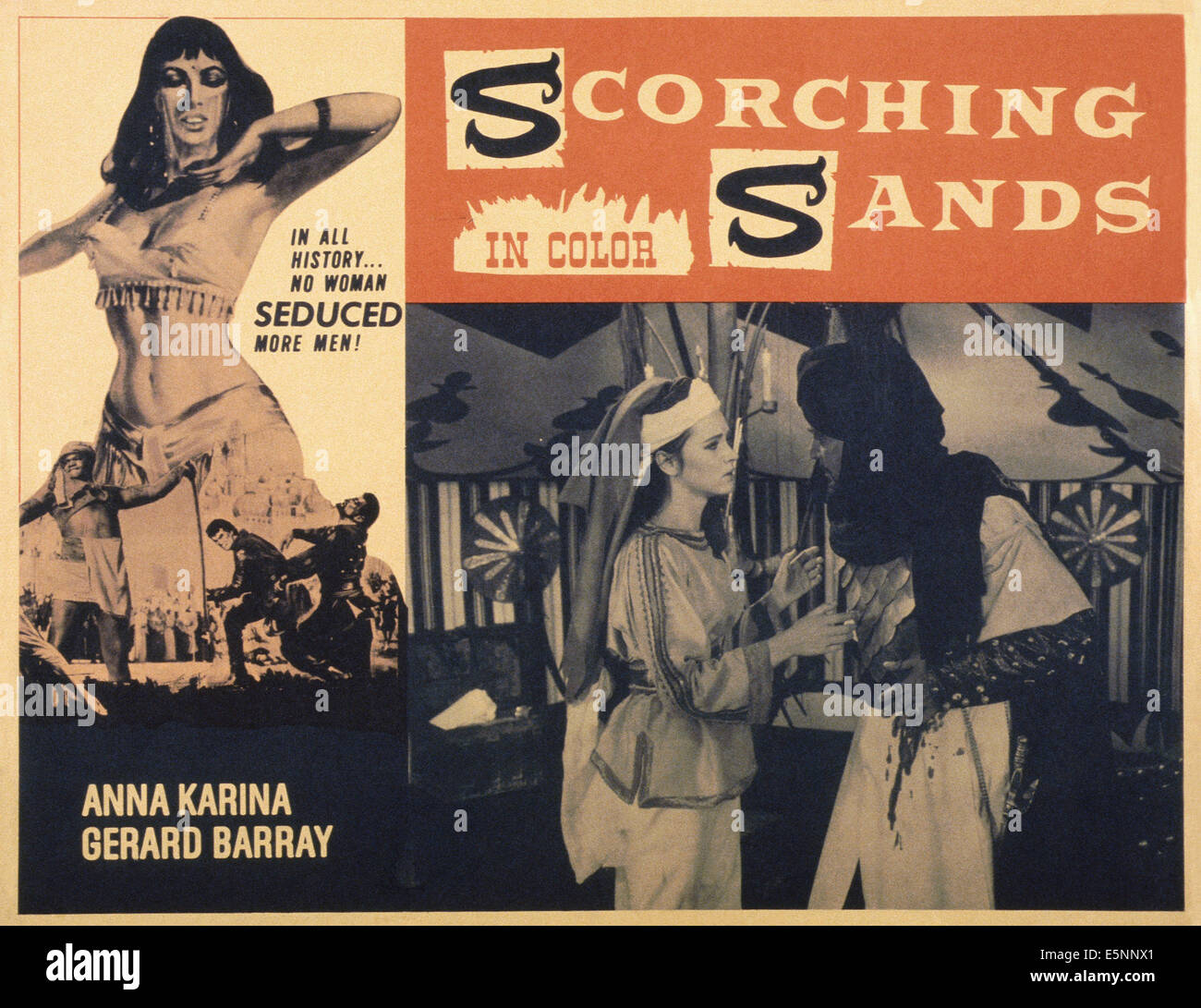 SCORCHING SANDS, US lobbycard, Anna Karina (left), 1968 Stock Photo