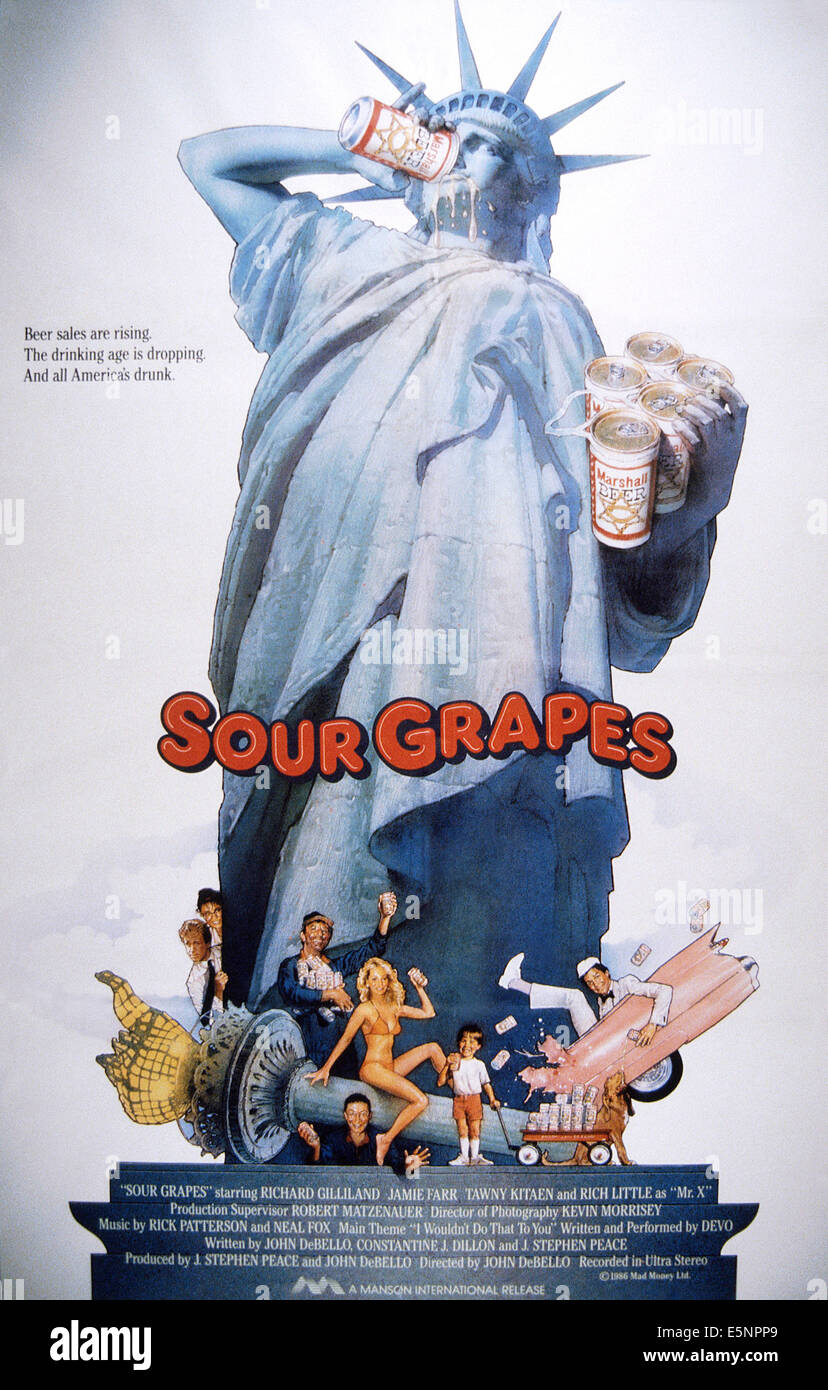 SOUR GRAPES, (aka HAPPY HOUR), US poster, 1987, © The Movie Store/courtesy Everett Collection Stock Photo