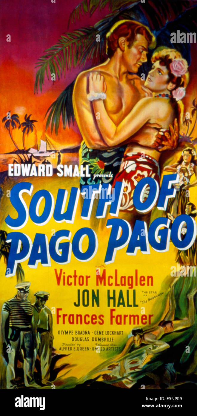 SOUTH OF PAGO PAGO, poster art, 1940 Stock Photo