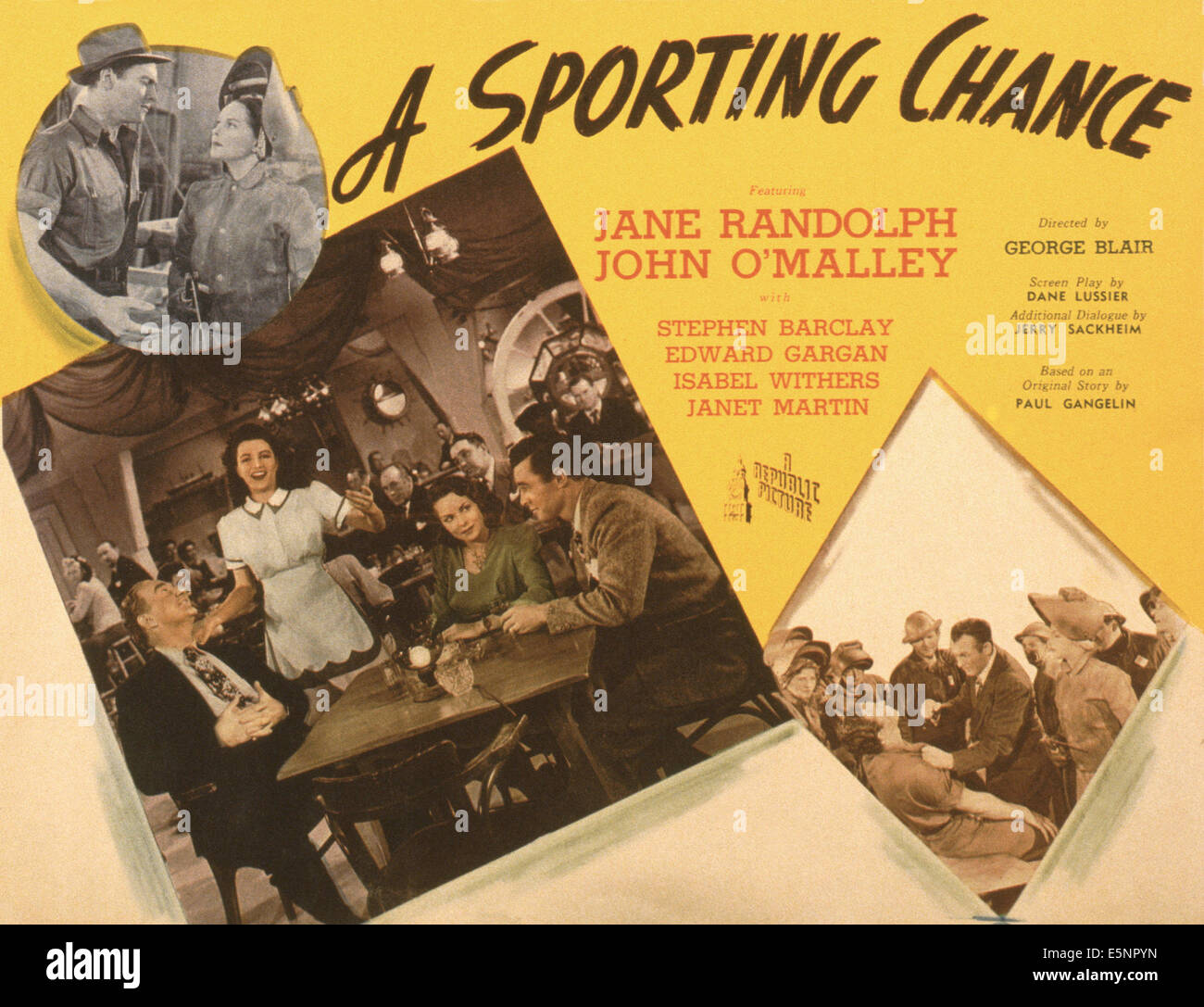 A SPORTRING CHANCE, US poster, top from left: John O'Malley, Jane Randolph, bottom from left: Edward Gargan, Janet Martin, Jane Stock Photo