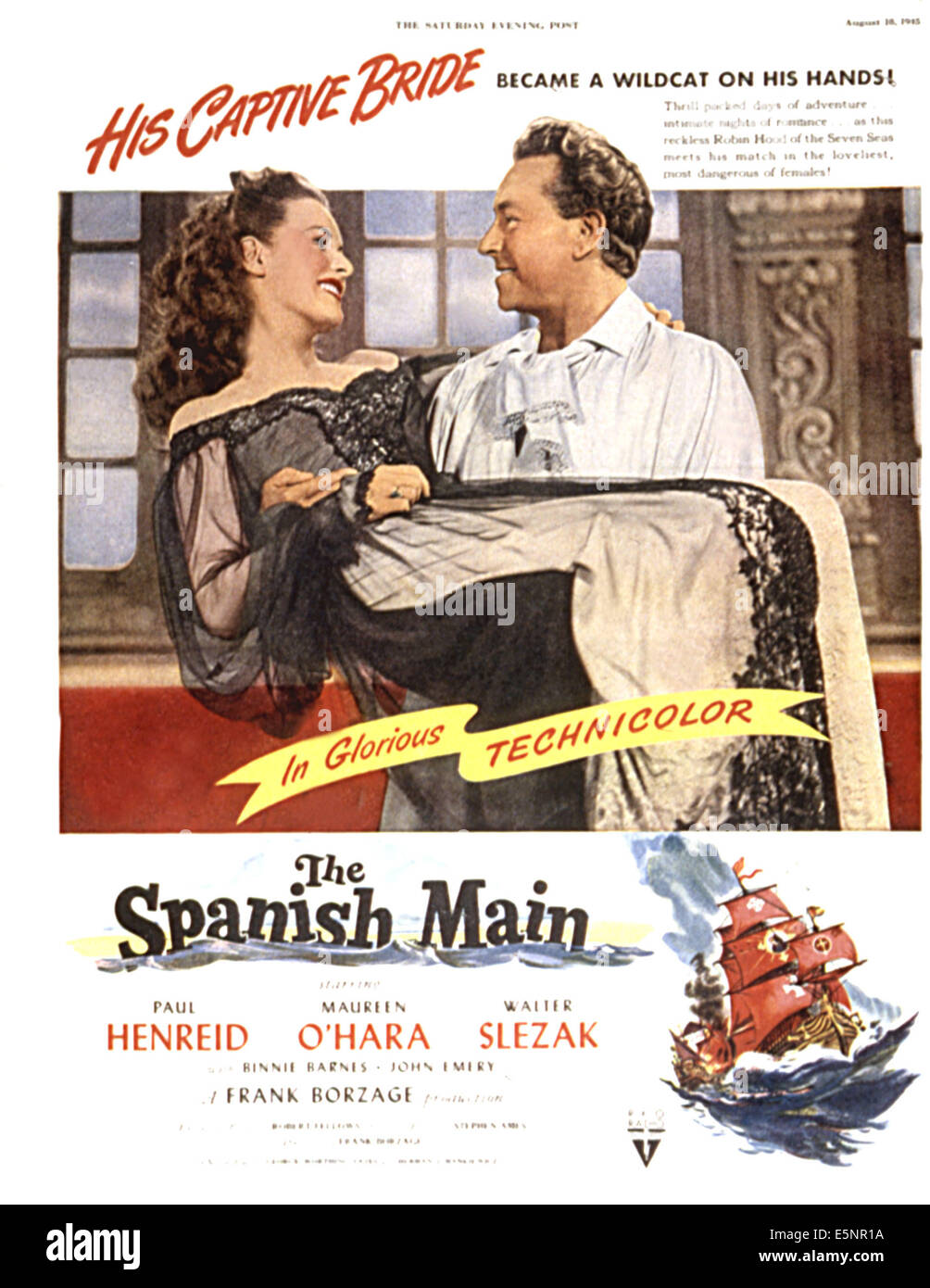 THE SPANISH MAIN, Maureen O'Hara, Paul Henreid, 1945 Stock Photo