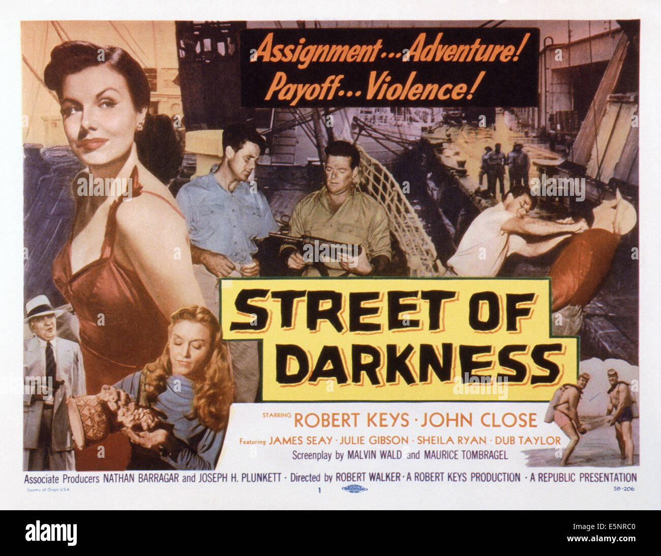STREET OF DARKNESS, US lobbycard, Sheila Ryan (top left), Julie Gibson (bottom, second left), 1958 Stock Photo