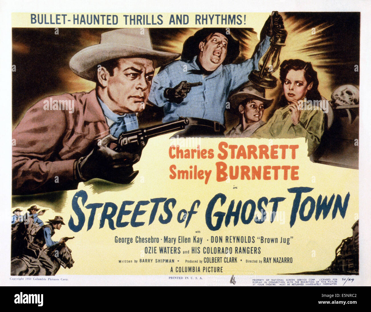 STREETS OF GHOST TOWN, US lobbycard, Charles Starrett, Smiley Burnette