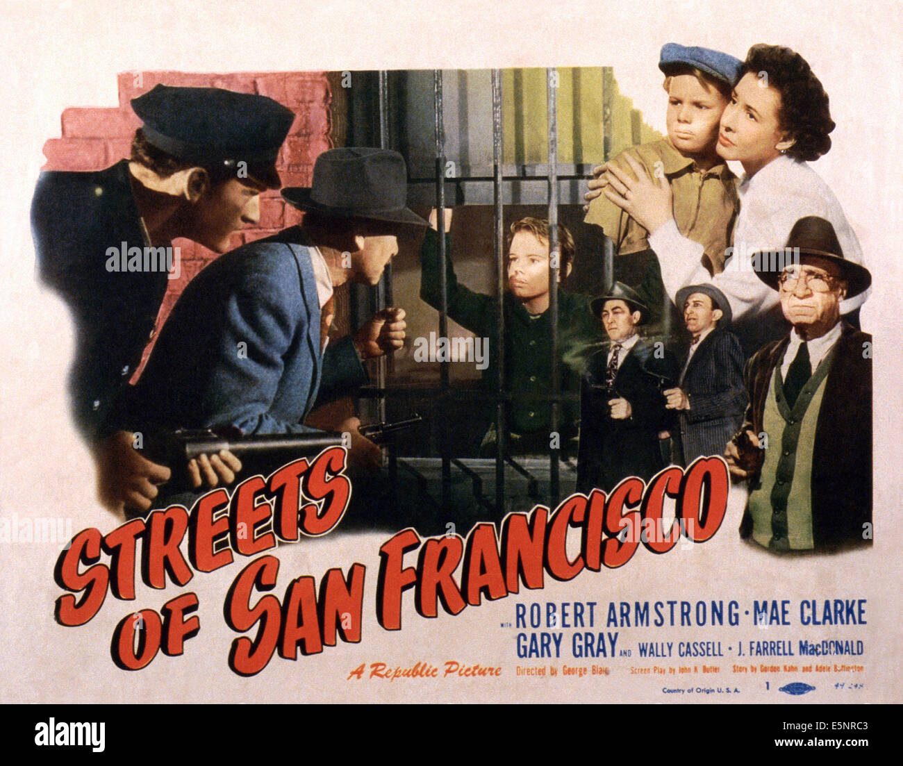 STREETS OF SAN FRANCISCO, US lobbycard, top right: Gary Gray, Mae Clarke; bottom right: J. Farrell MacDonald, 1949 Stock Photo