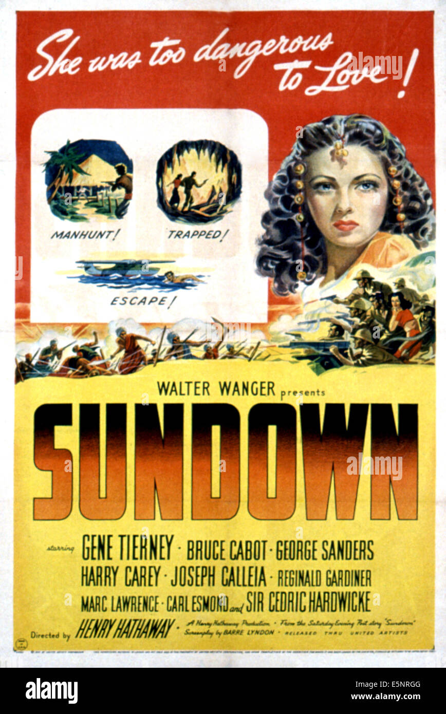 SUNDOWN, Gene Tierney, 1941 Stock Photo