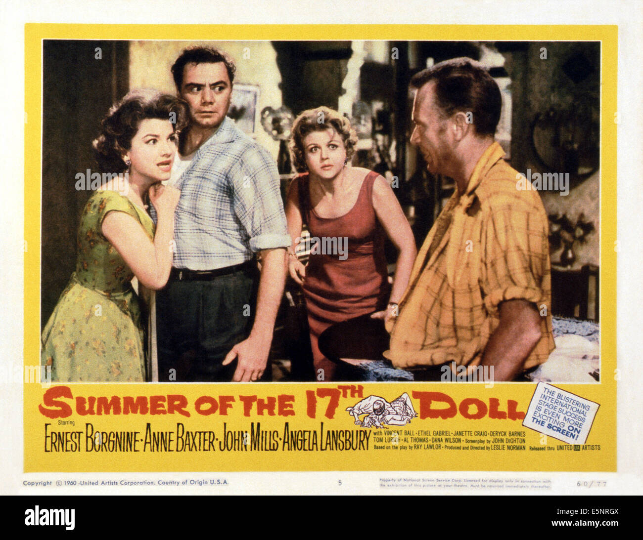 SEASON OF PASSION, (aka SUMMER OF THE SEVENTEENTH DOLL, aka SUMMER OF THE 17TH DOLL), British lobbycard, from left: Ann Baxter, Stock Photo