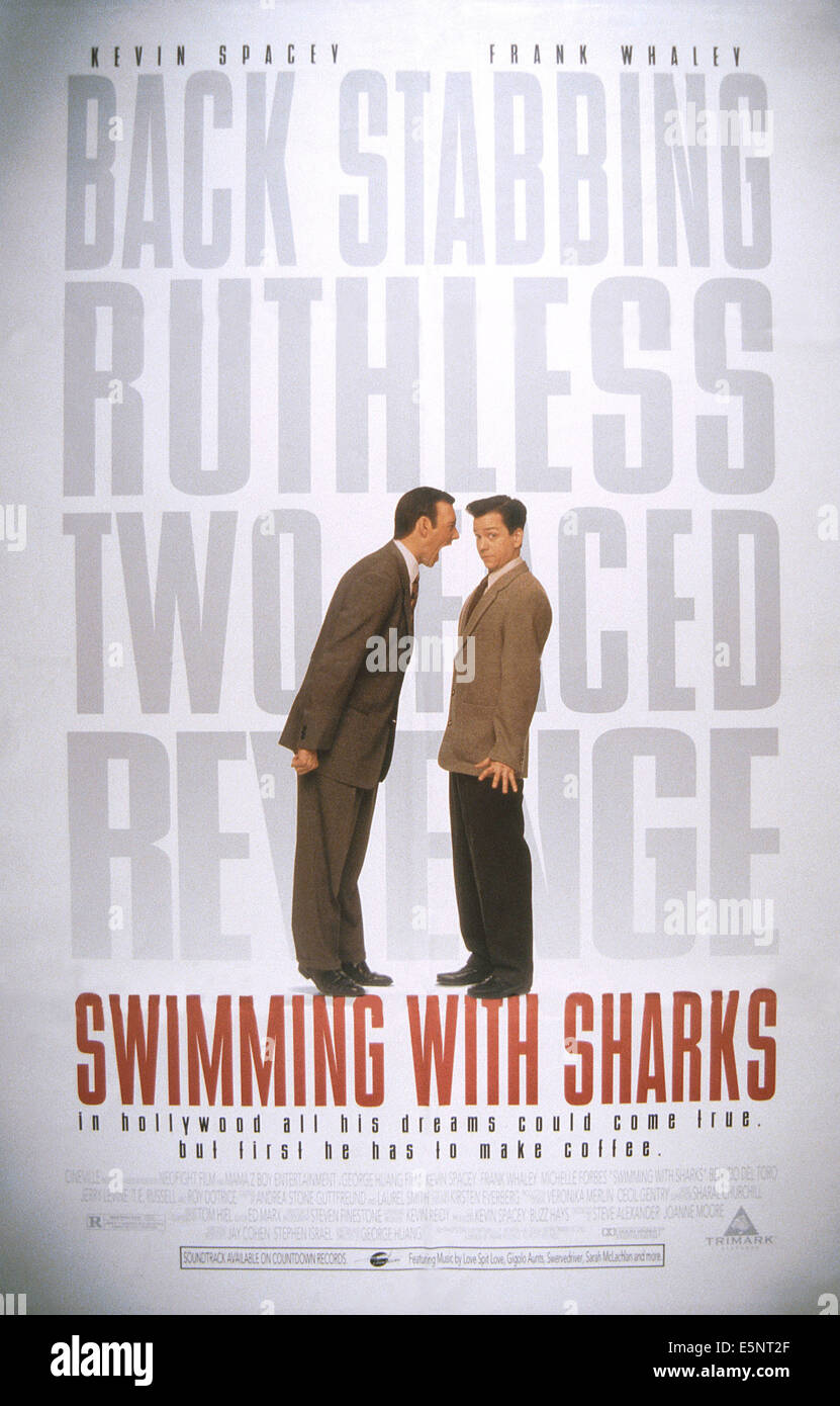 SWIMMING WITH SHARKS, US poster, from left: Kevin Spacey, Frank Whaley ...