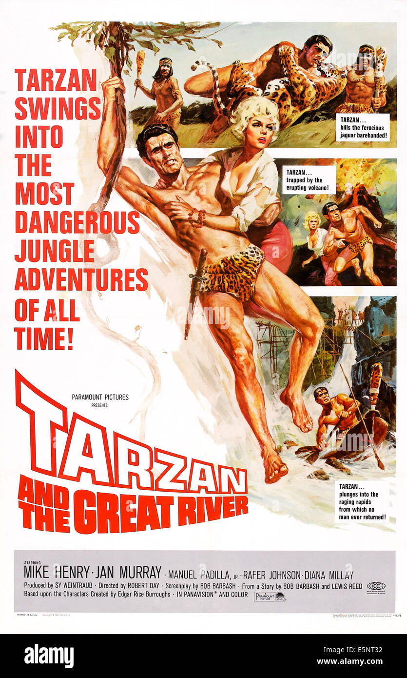 TARZAN AND THE GREAT RIVER, US poster art, Mike Henry, Diana Millay, 1967 Stock Photo
