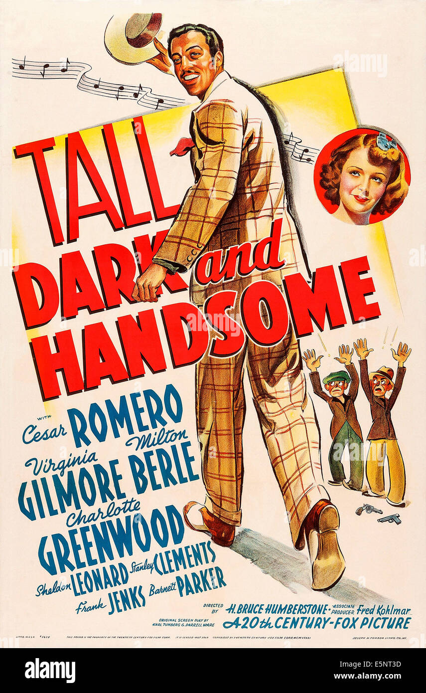 TALL, DARK AND HANDSOME, US poster art, Cesar Romero,   Virginia Gilmore, 1941, TM and copyright ©20th Century Fox Film Corp. Stock Photo