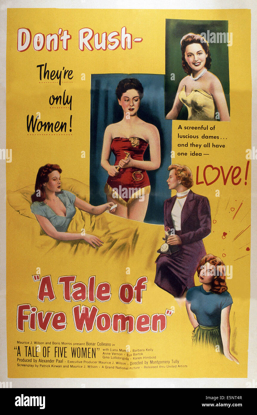 A TALE OF FIVE WOMEN, (aka A TALE OF FIVE CITIES), US poster, from top: Lana Morris, Eva Bartok, Anne Vernon (left), Barbara Stock Photo