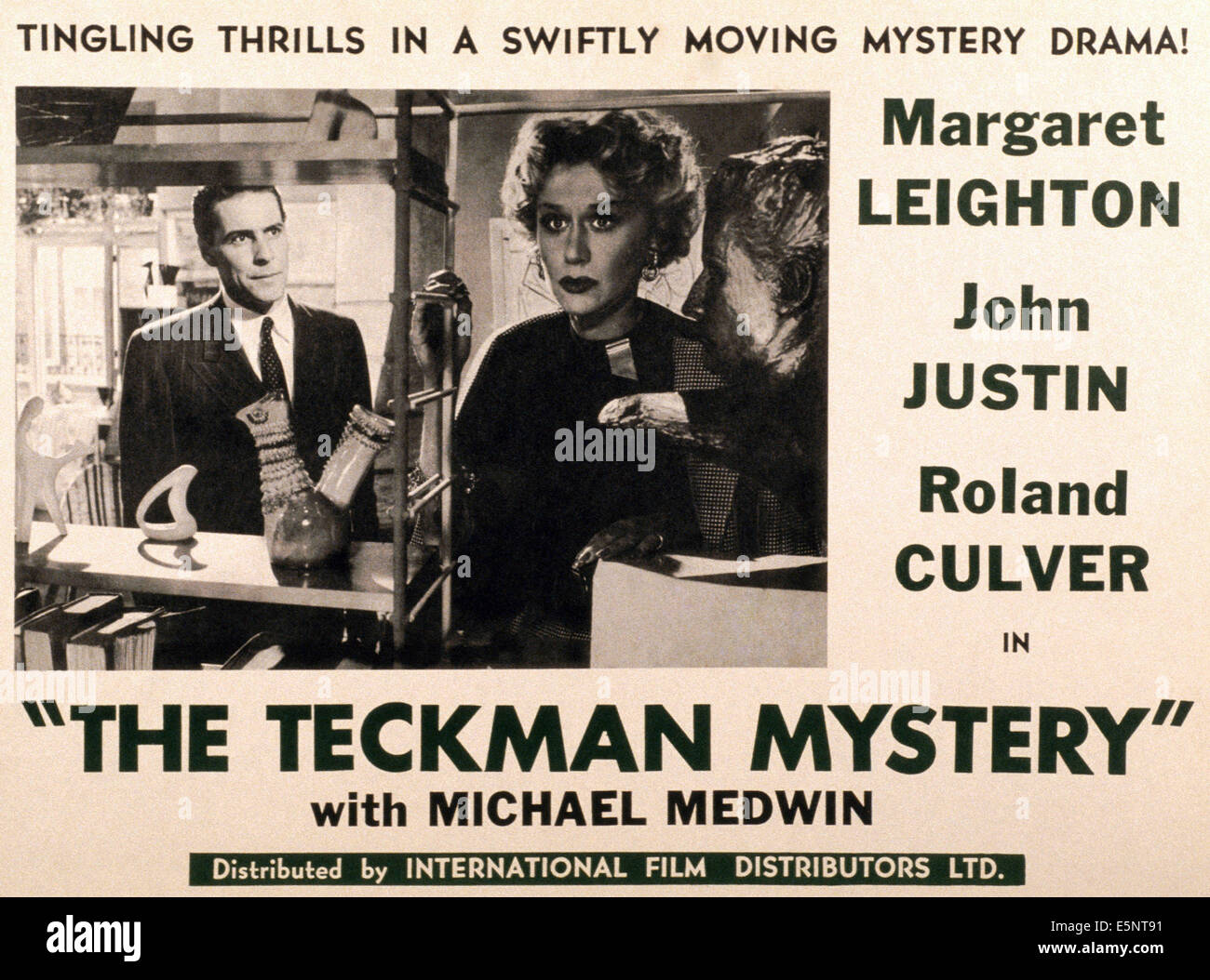 THE TECKMAN MYSTERY, US poster, from left: John Justin, Margaret Leighton, 1954 Stock Photo