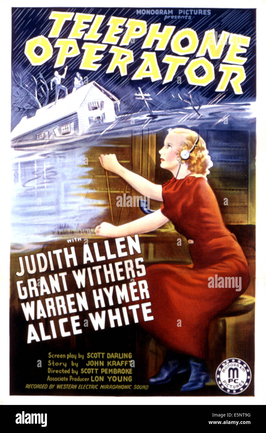 TELEPHONE OPERATOR, Judith Allen on poster art, 1937 Stock Photo Alamy