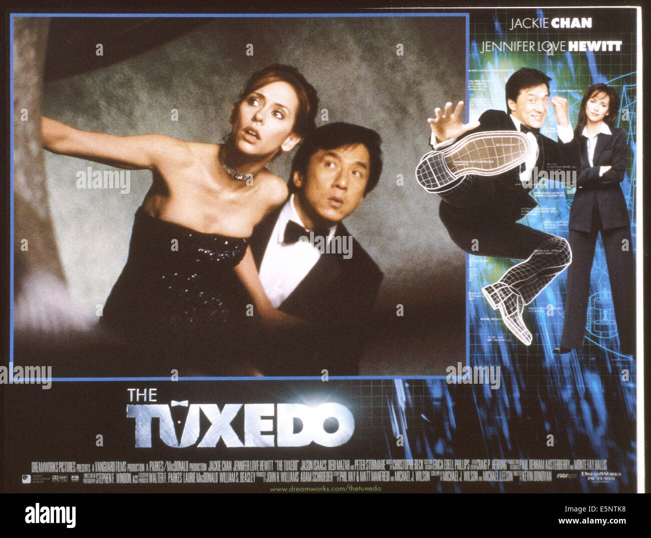 THE TUXEDO, US lobbycard, from left: Jennifer Love Hewitt, Jackie Chan (twice), Jennifer Love Hewitt, 2002, © Stock Photo