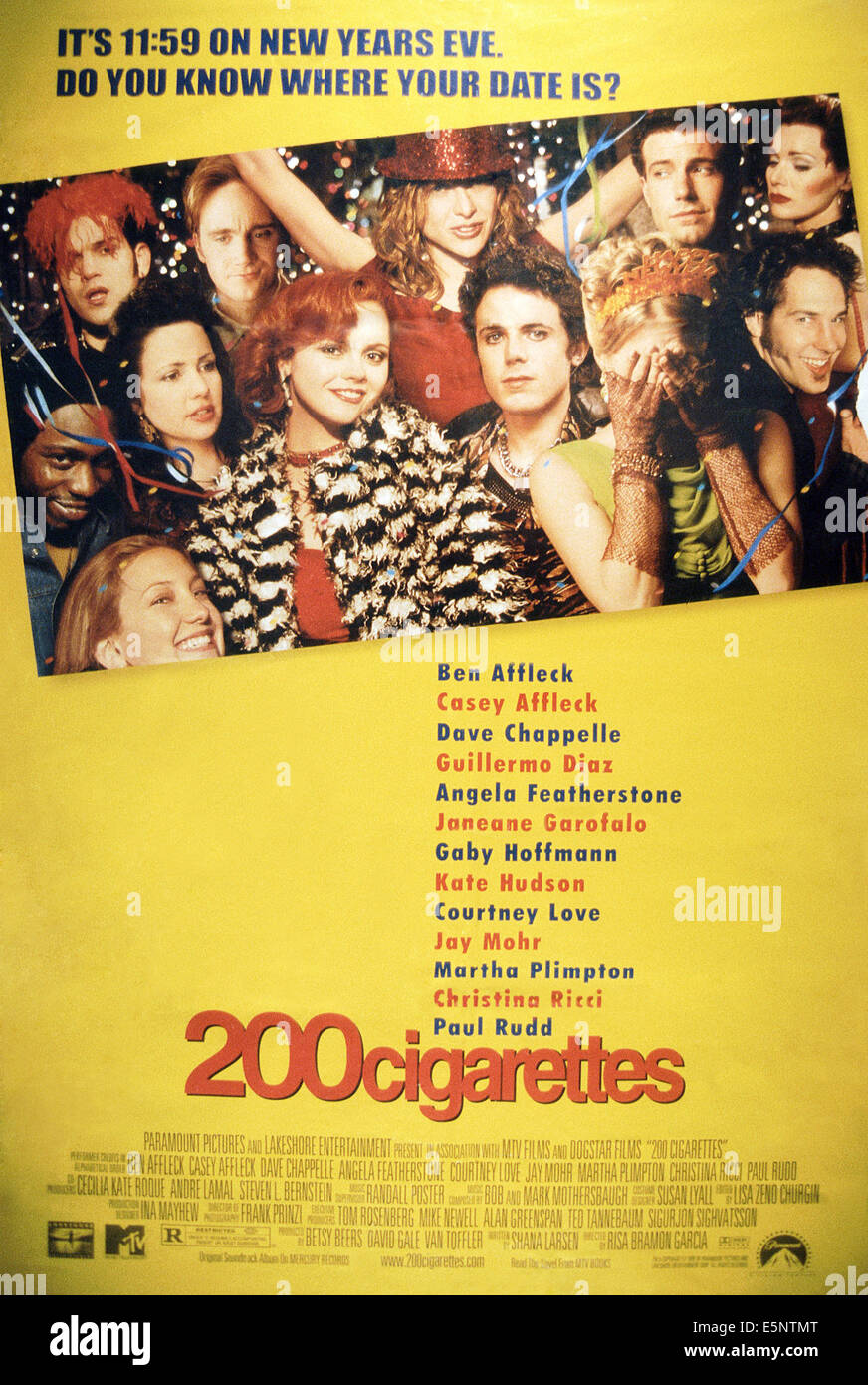 200 CIGARETTES, US poster art, front, from bottom left: Kate Hudson, Dave Chappelle, Janeane Garofalo, Christina Ricci, Casey Stock Photo