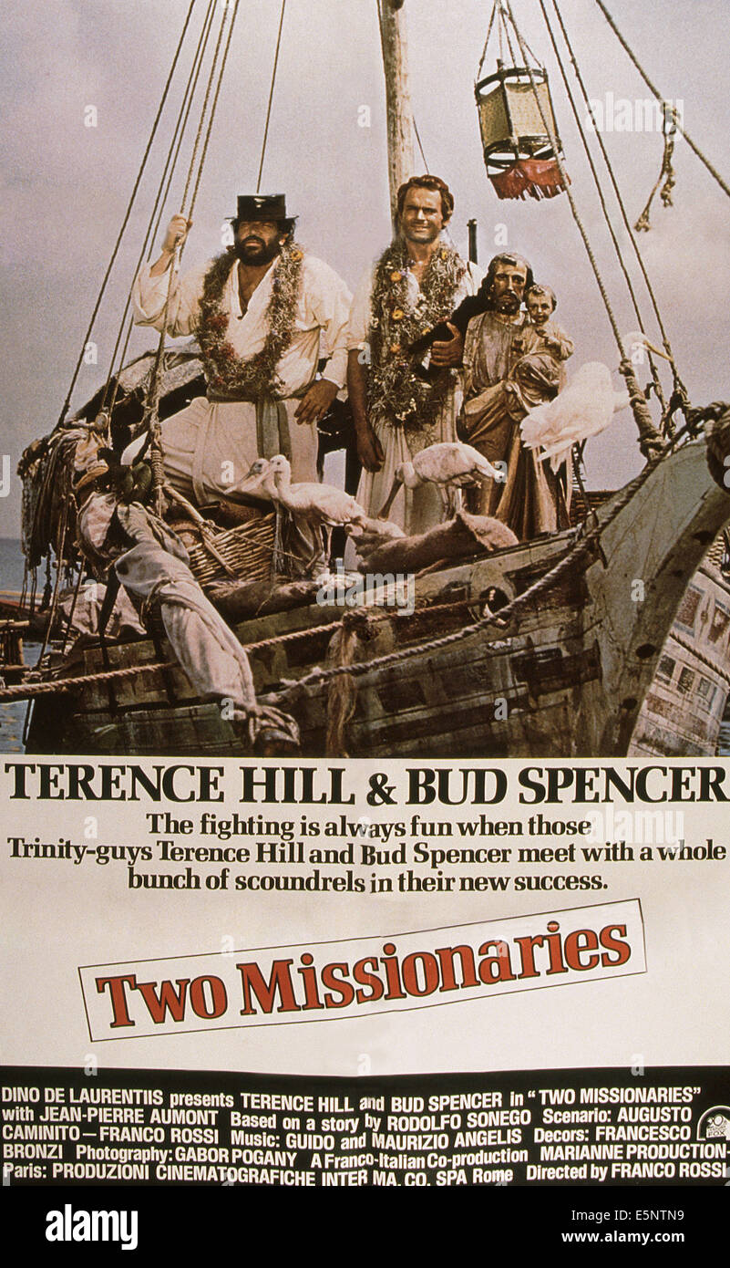 TWO MISSIONARIES, (aka TURN THE OTHER CHEEK, aka PORGI L'ALTRA GUANCIA), US poster, from left: Bud Spencer, Terence Hill, 1974 Stock Photo