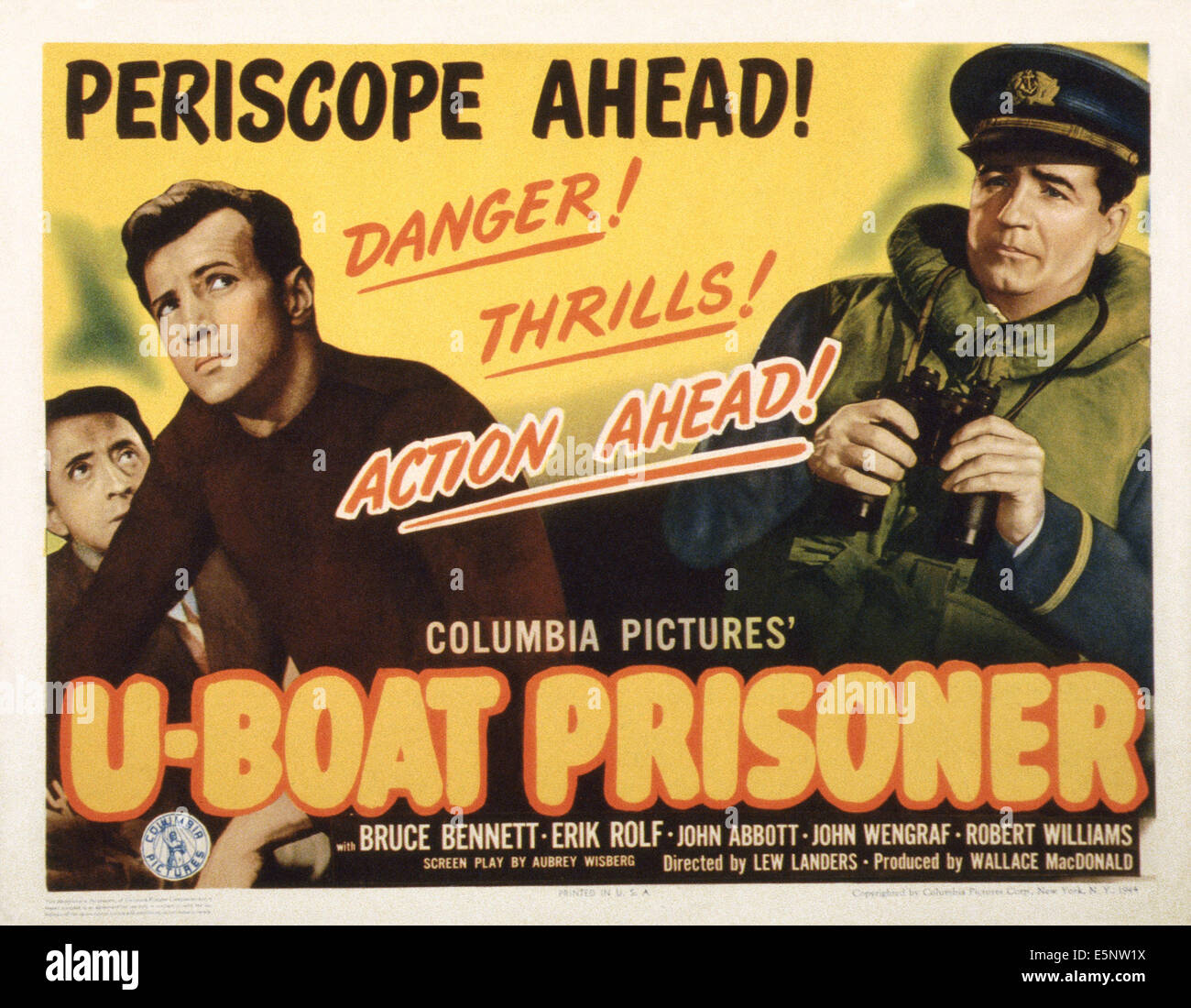 UBOAT PRISONER, US lobbycard, John Abbott (far left), Bruce
