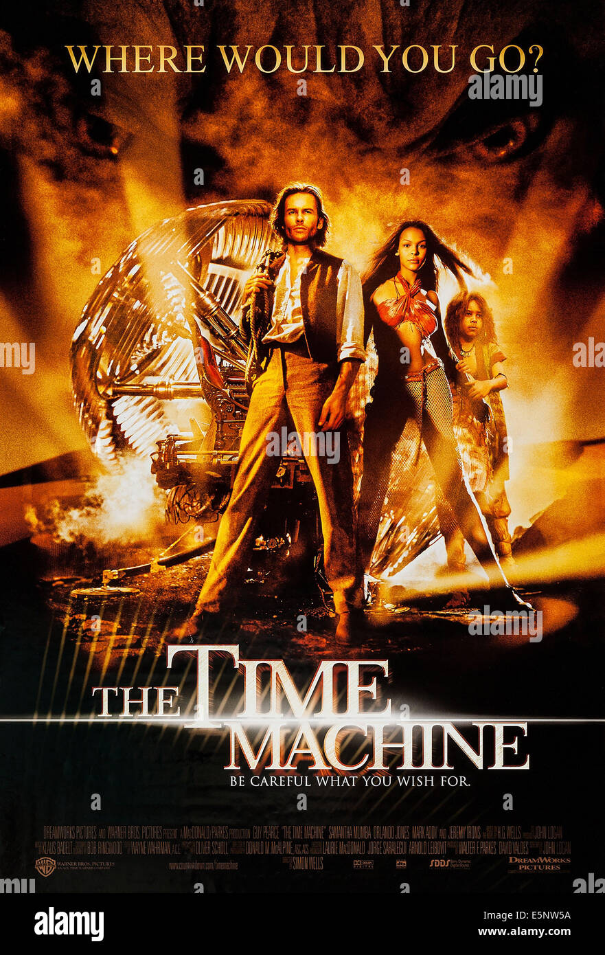 THE TIME MACHINE, US poster art, Guy Pearce (center), 2002. ©DreamWorks Distribution/courtesy Everett Collection Stock Photo