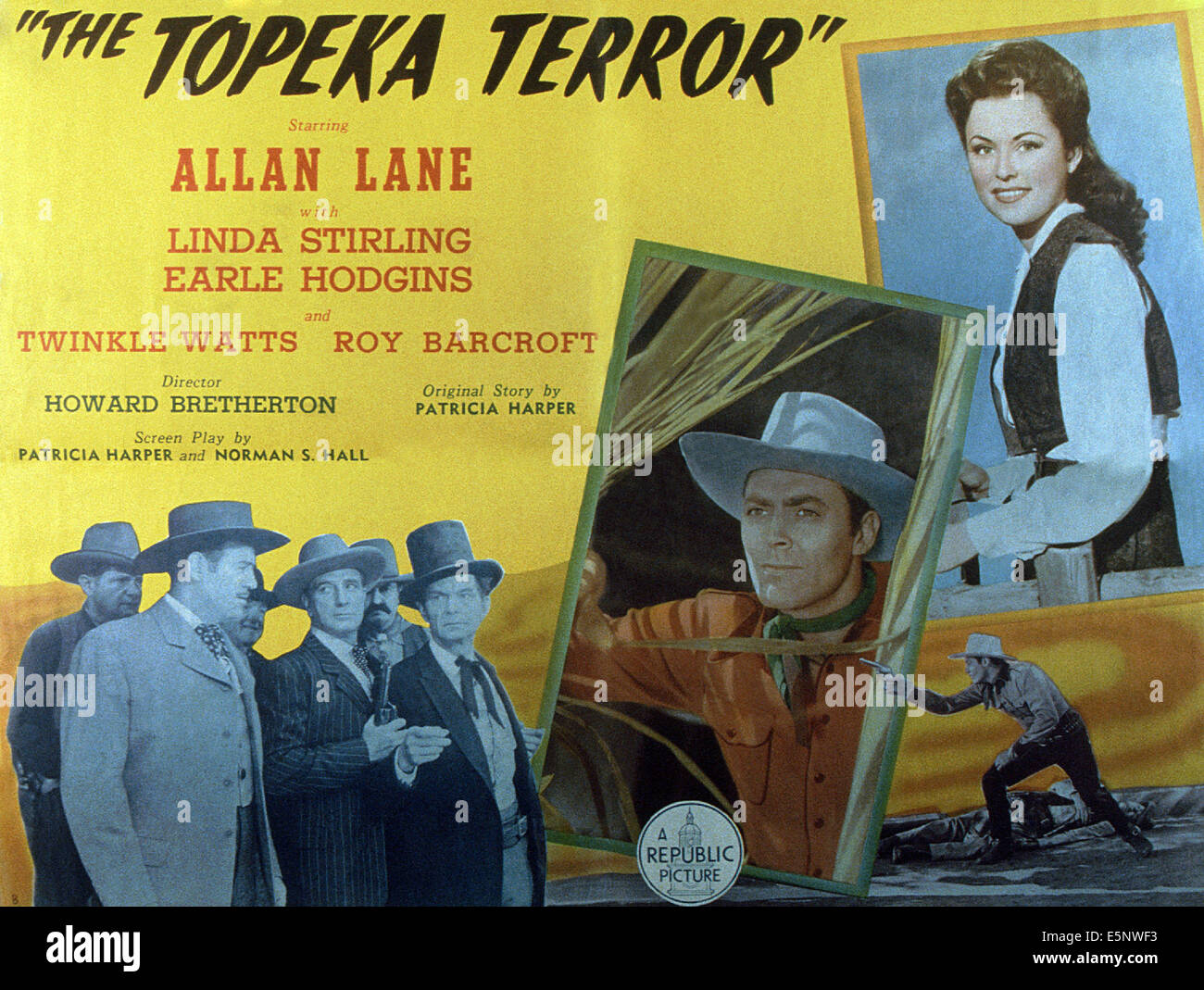 THE TOPEKA TERROR, US lobbycard, right inserts: Allan Lane, Linda Stirling, 1945 Stock Photo