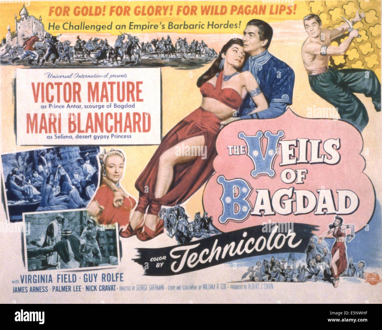 THE VEILS OF BAGDAD, Mari Blanchard, Victor Mature, 1953 Stock Photo