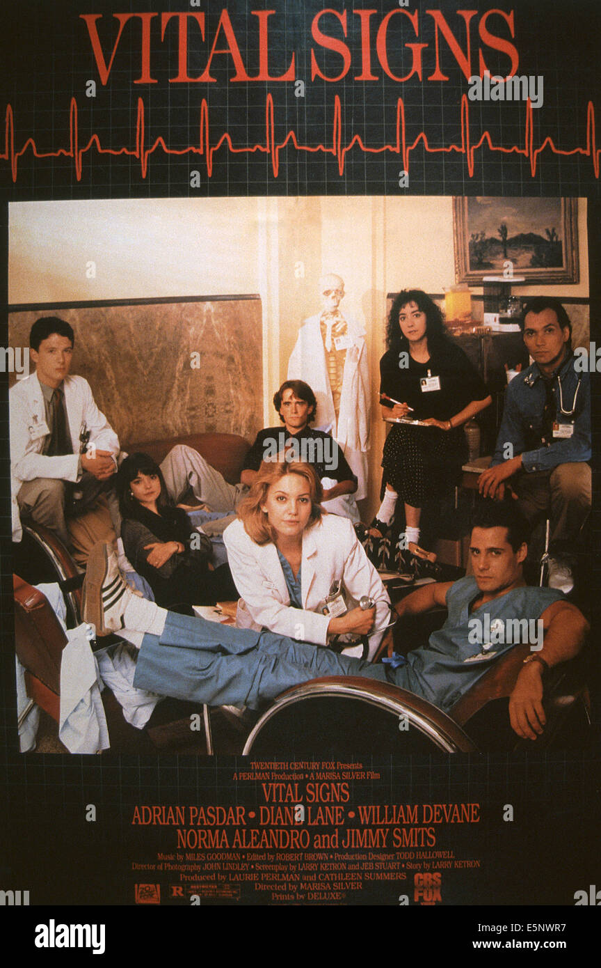 VITAL SIGNS, US poster, front from left: Diane Lane, Adrian Pasdar, rear from left:Jack Gwaltney, Laura San Giacomo, Tim Stock Photo