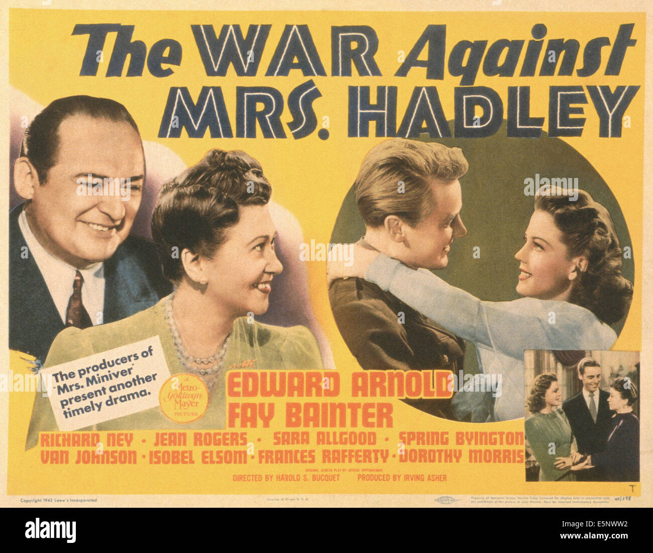 THE WAR AGAINST MRS. HADLEY, US poster, top from left: Edward Arnold, Fay Bainter, Van Johnson, Jean rogers, bottom from left: Stock Photo