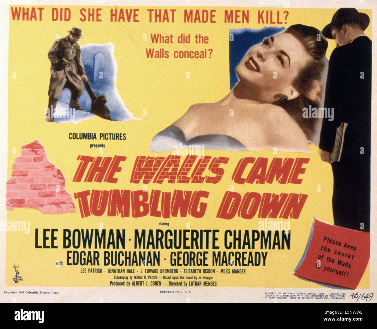 THE WALLS CAME TUMBLING DOWN, US poster, Marguerite Chapman, 1946 Stock Photo