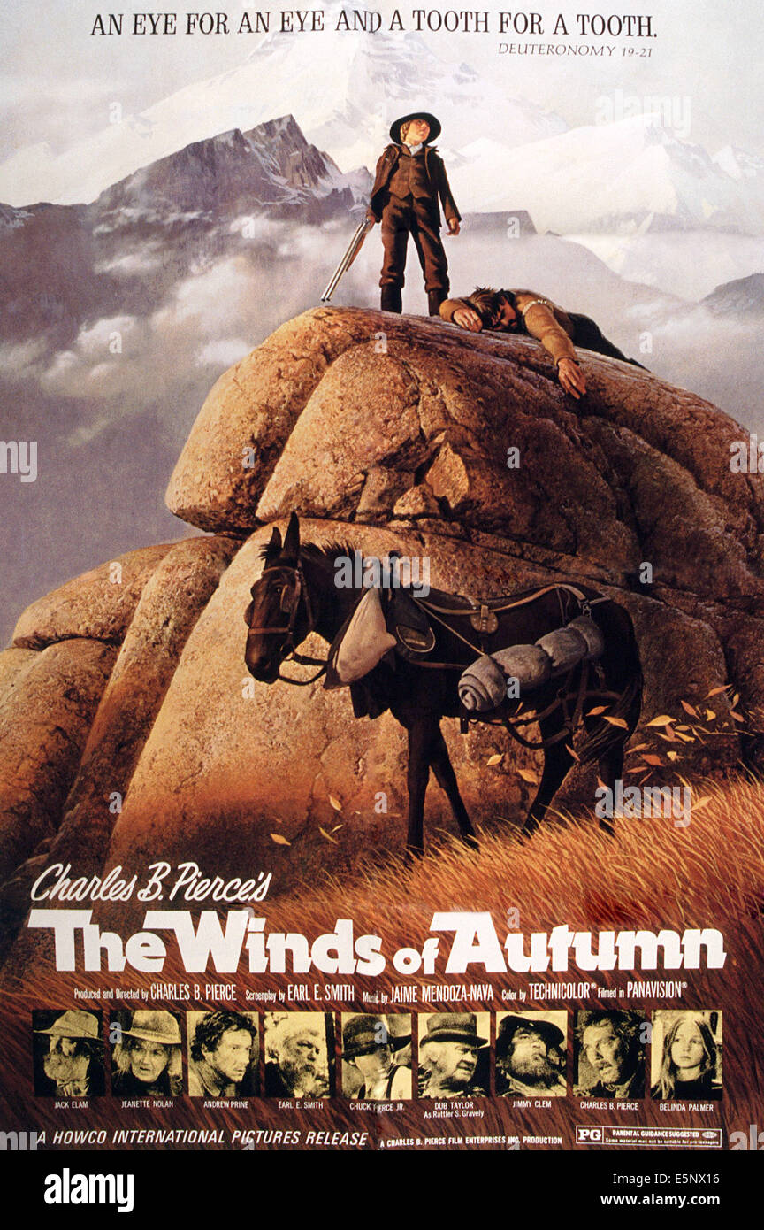 THE WINDS OF AUTUMN, US poster, Chuck Pierce Jr. (top), bottom from left: Jack Elam, Jeanette Nolan, Andrew Prine, Earl E. Stock Photo