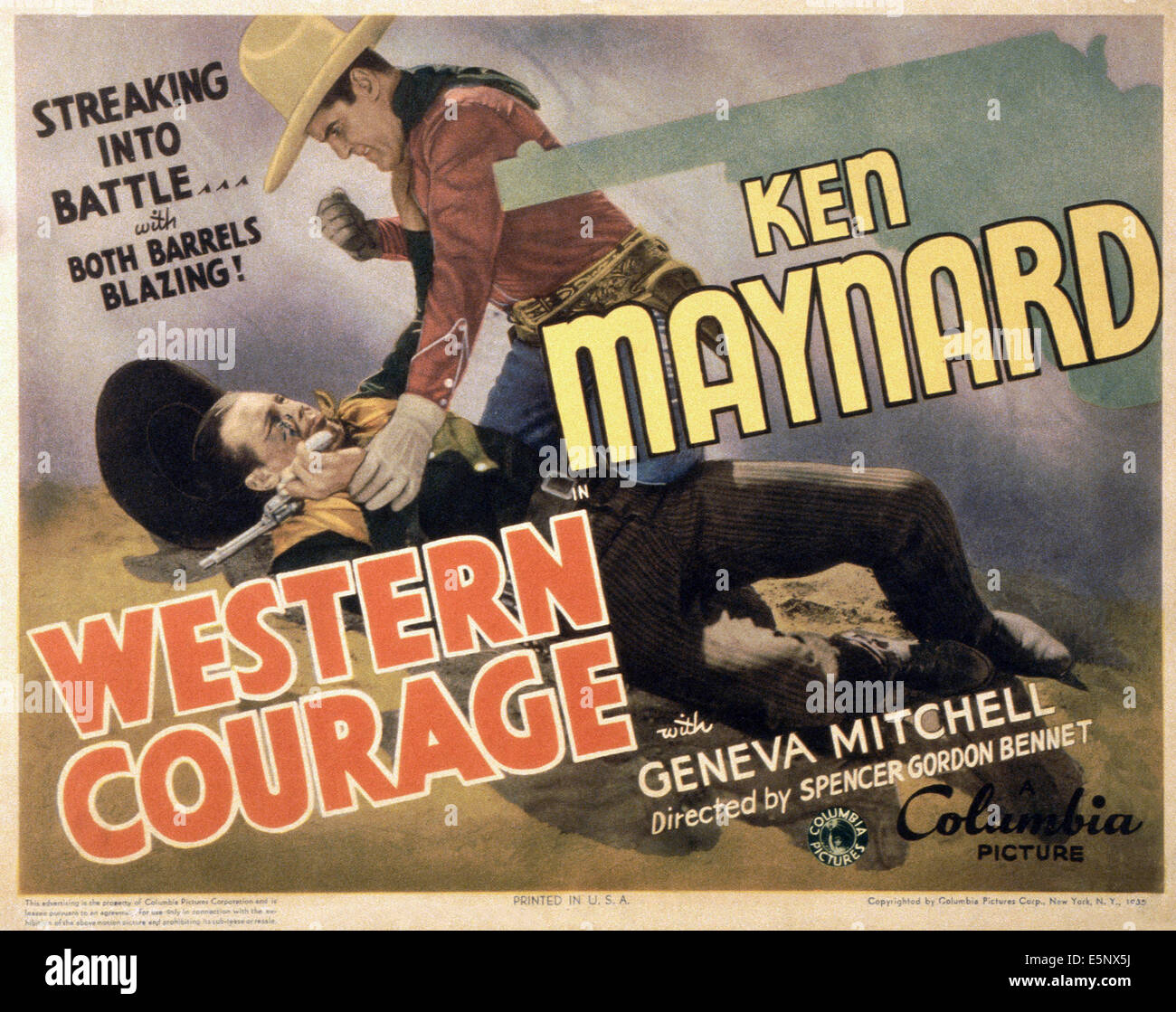 WESTERN COURAGE, US poster, from left: Cornelius Keefe, Ken Maynard, 1935 Stock Photo