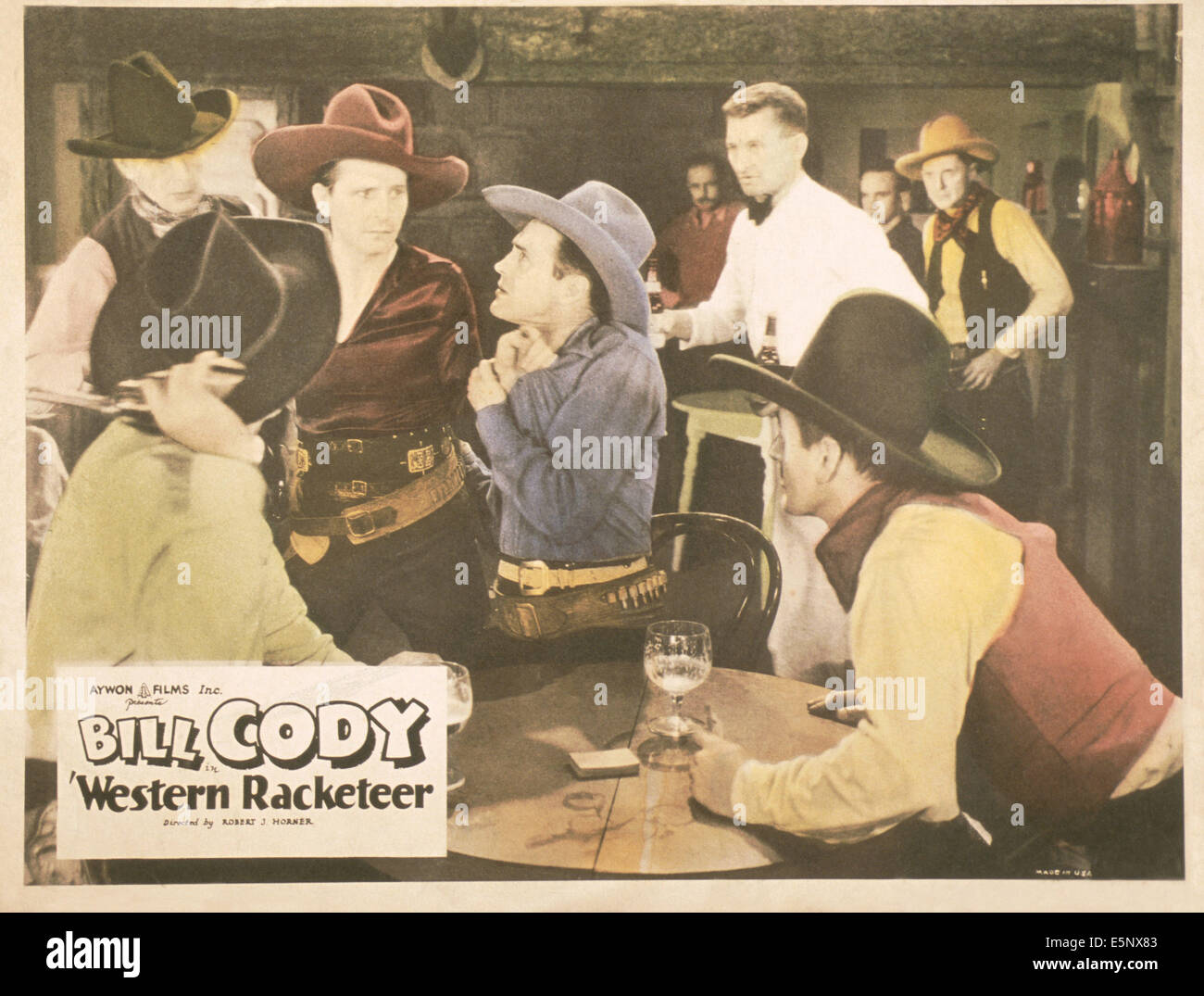 WESTERN RACKETEERS, US lobbycard, Bill Cody (grabbing shirt), 1934 Stock Photo