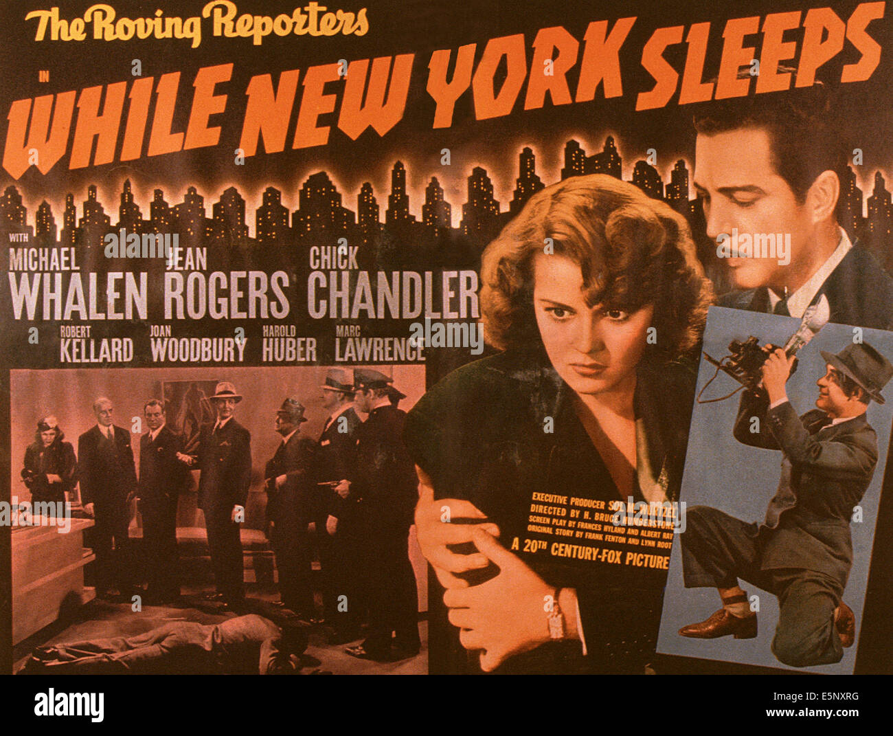 WHILE NEW YORK SLEEPS, US poster, right from left Jean Rogers, Michael