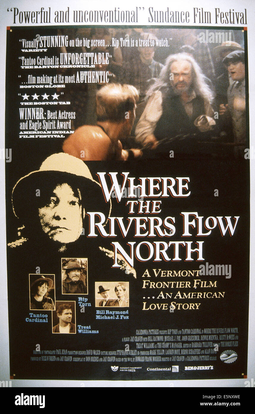 WHERE THE RIVERS FLOW NORTH, US poster, Tantoo Cardinal (facing front), in boxes from left ...