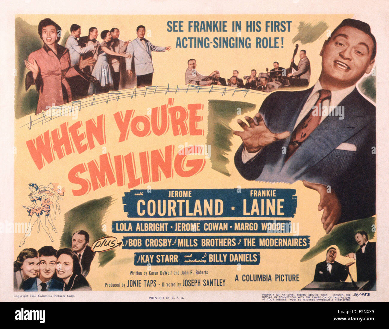 WHEN YOU'RE SLEEPING, US lobbycard, fourth from far left: Jerome Cowan; top right: Frankie Laine;  bottom right: Benny Payne, Stock Photo