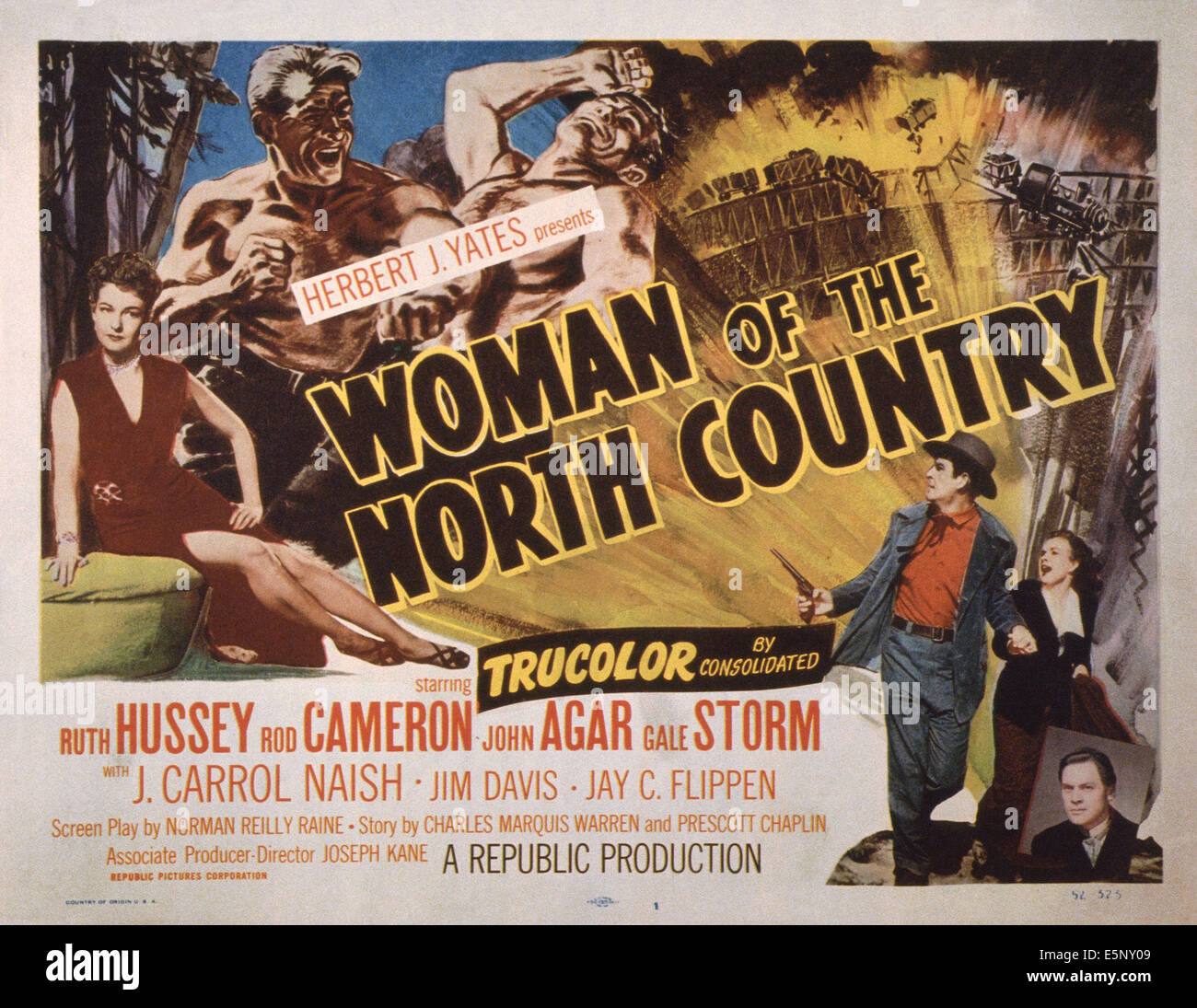 WOMAN OF THE NORTH COUNTRY, US lobbycard, far left: Ruth Hussey; bottom right:  Rod Cameron, Gale Storm, John Agar, 1952 Stock Photo