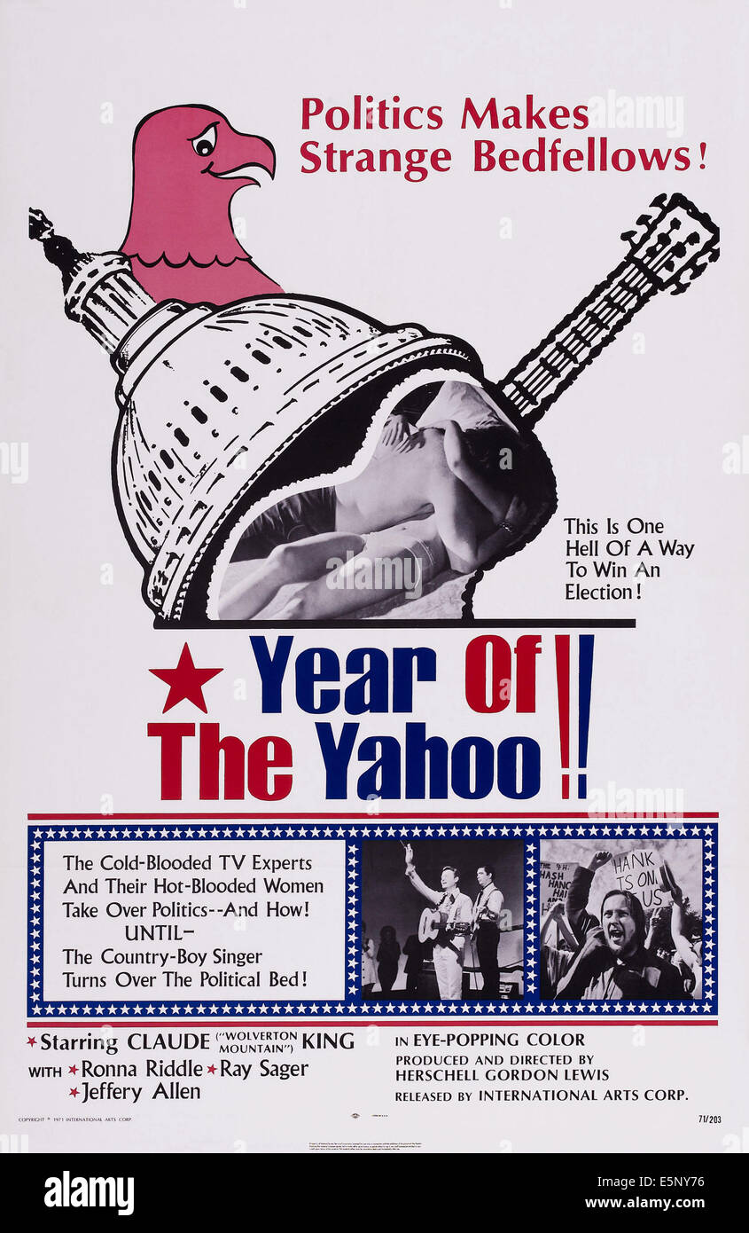 THE YEAR OF THE YAHOO!, US poster art, Claude King, (bottom right) 1972 Stock Photo
