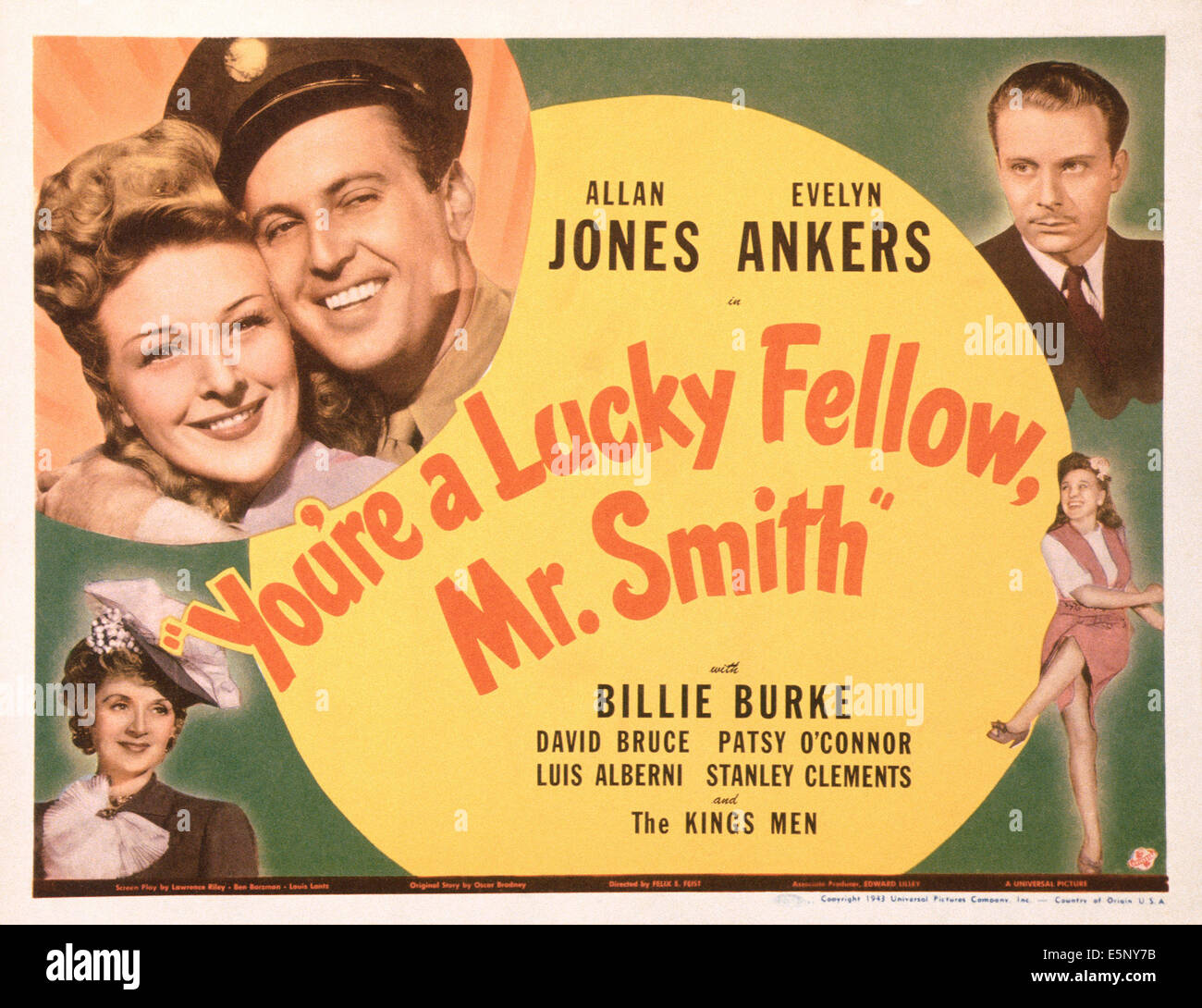 YOU'RE A LUCKY FELLOW, MR. SMITH, US lobbycard, top left: Evelyn Ankers, Allan Jones,; bottom left: Billie Burke; top right: Stock Photo