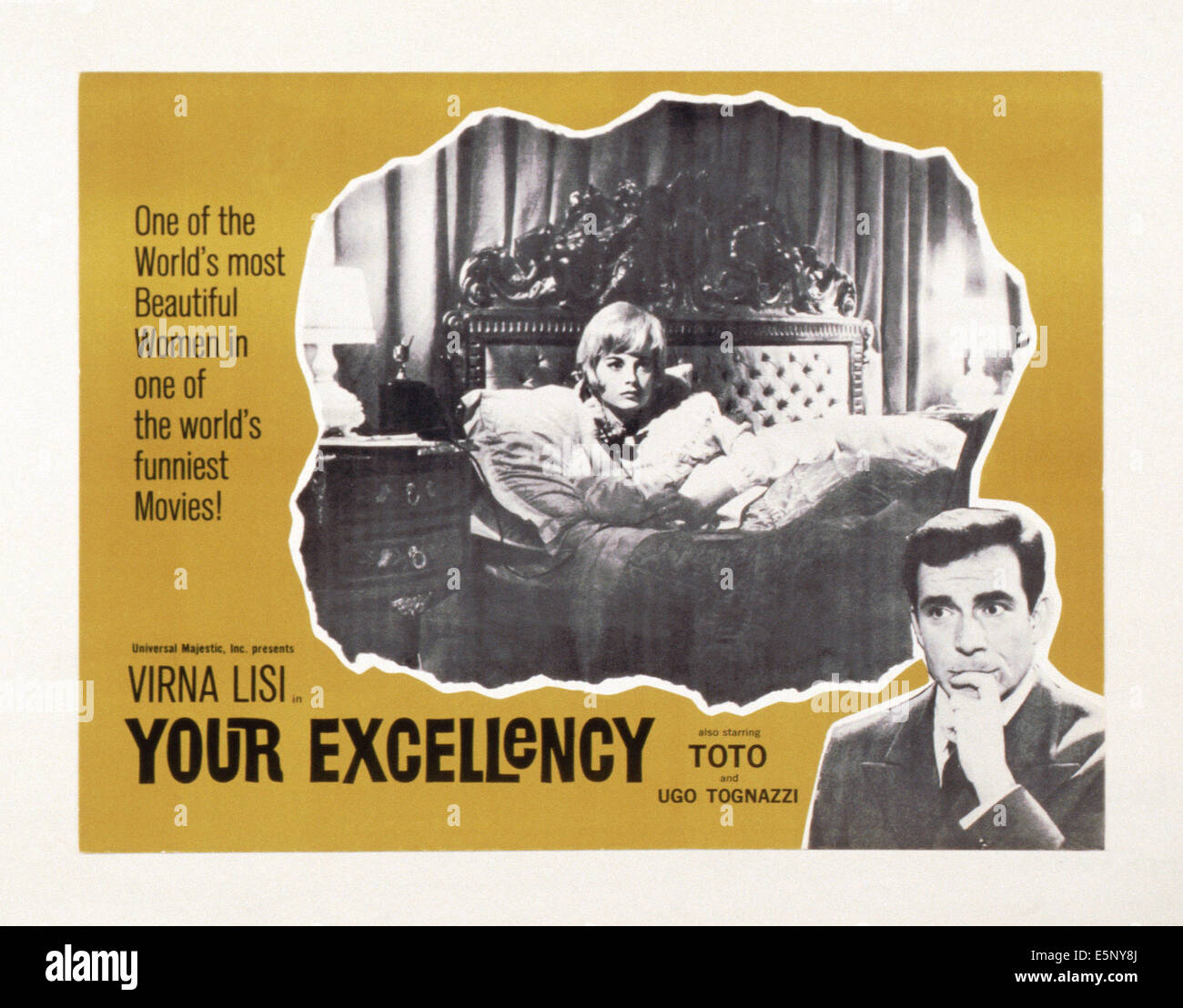 YOUR EXCELLENCY, (aka SUA ECCELLENZA SI FERMO A MANGIARE, US lobbycard, from back: Virna Lisi, Ugo Tognazzi, 1961 Stock Photo