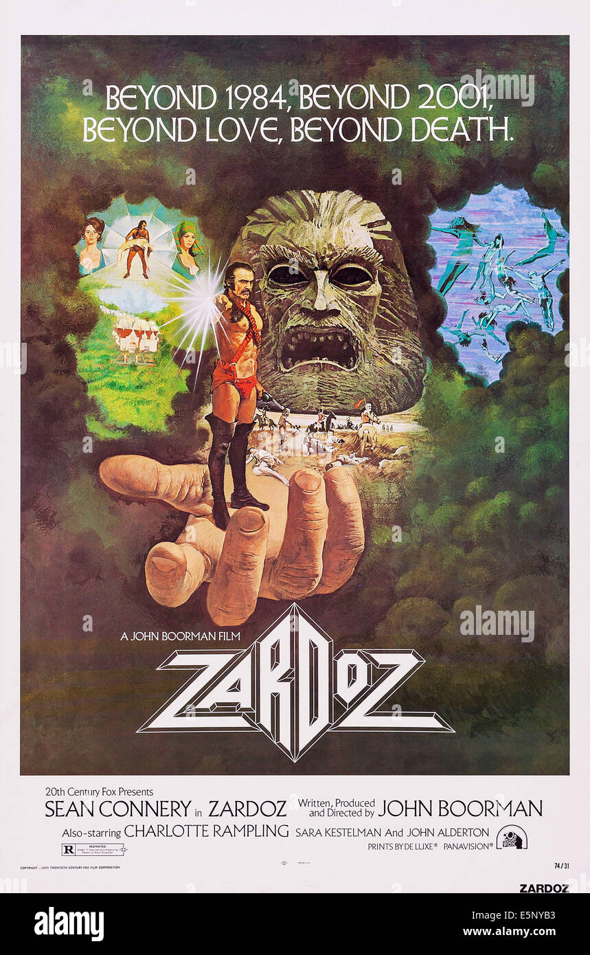 ZARDOZ, US poster art, Sean Connery, 1974. TM & Copyright ©20th Century Fox Film Corp. All rights reserved/courtesy Everett Stock Photo