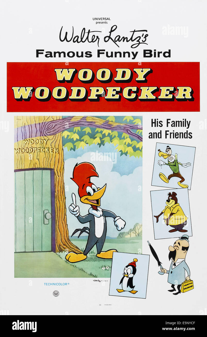 Woody Woodpecker featured on poster for Walter Lantz/Universal cartoons