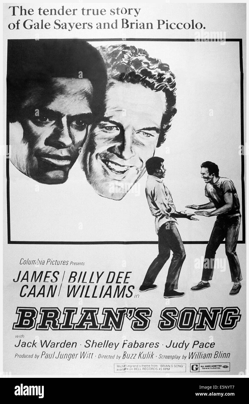 BRIAN'S SONG, from left: Billy Dee Williams, James Caan, Billy Dee Williams, James Caan, 1971 Stock Photo