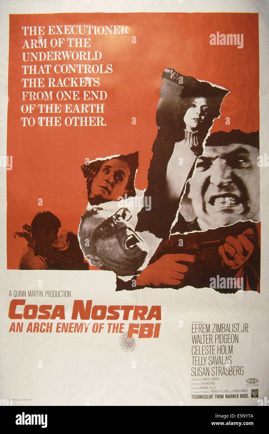 COSA NOSTRA, ARCH ENEMY OF THE FBI, poster, Telly Savalas (right), Susan Strasberg (second right), 1967 Stock Photo