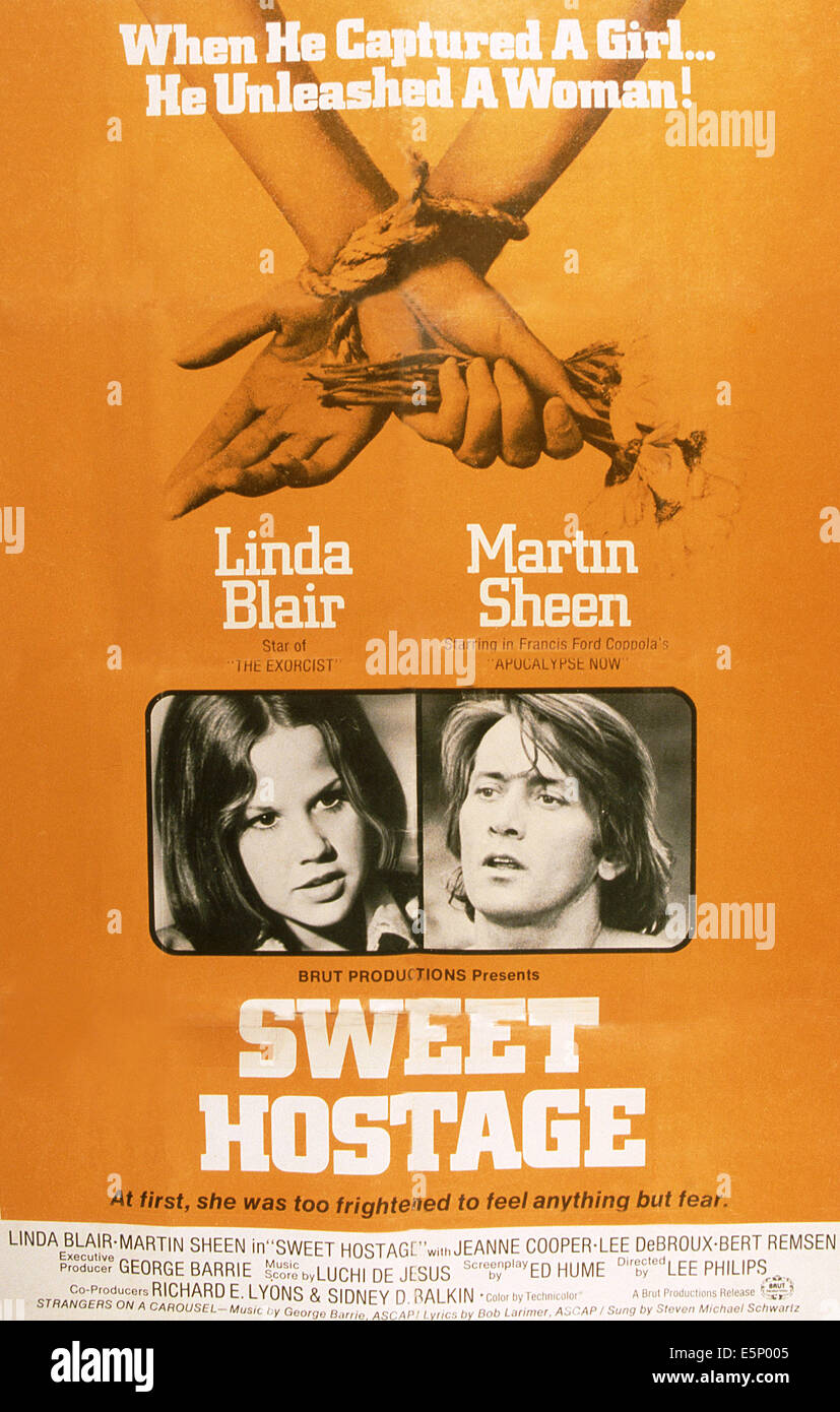 SWEET HOSTAGE, US poster, from left: Linda Blair, Martin Sheen, 1975 Stock Photo