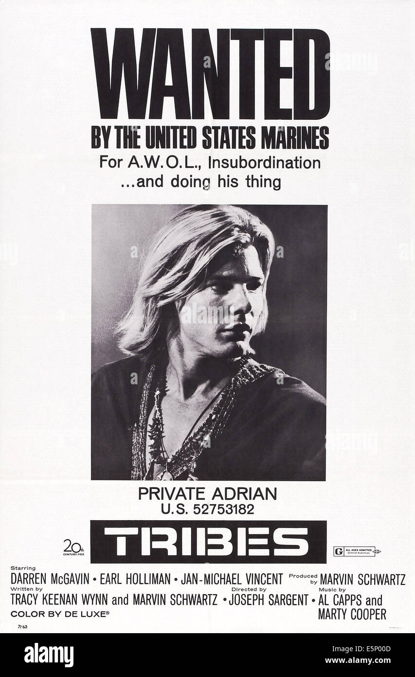 TRIBES, US poster art, Jan-Michael Vincent, 1970. TM & Copyright ©20th Century-Fox Film Corp. All rights reserved/courtesy Stock Photo